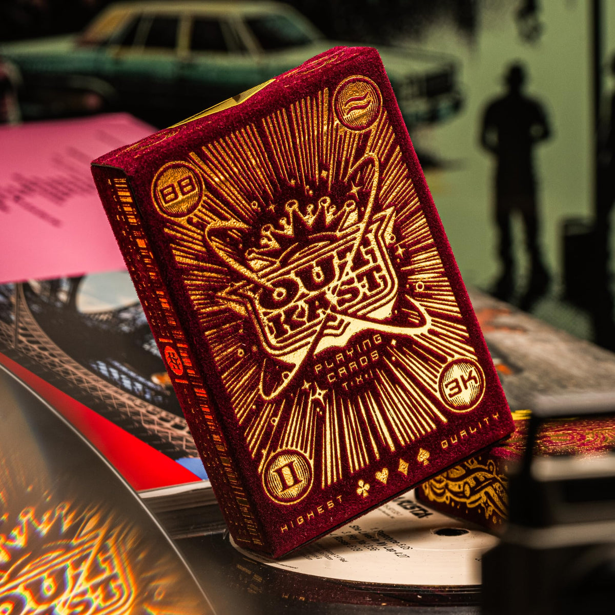 theory11 Outkast Premium Playing Cards – Poker Size, Red Velvet Box, Gold Foil
