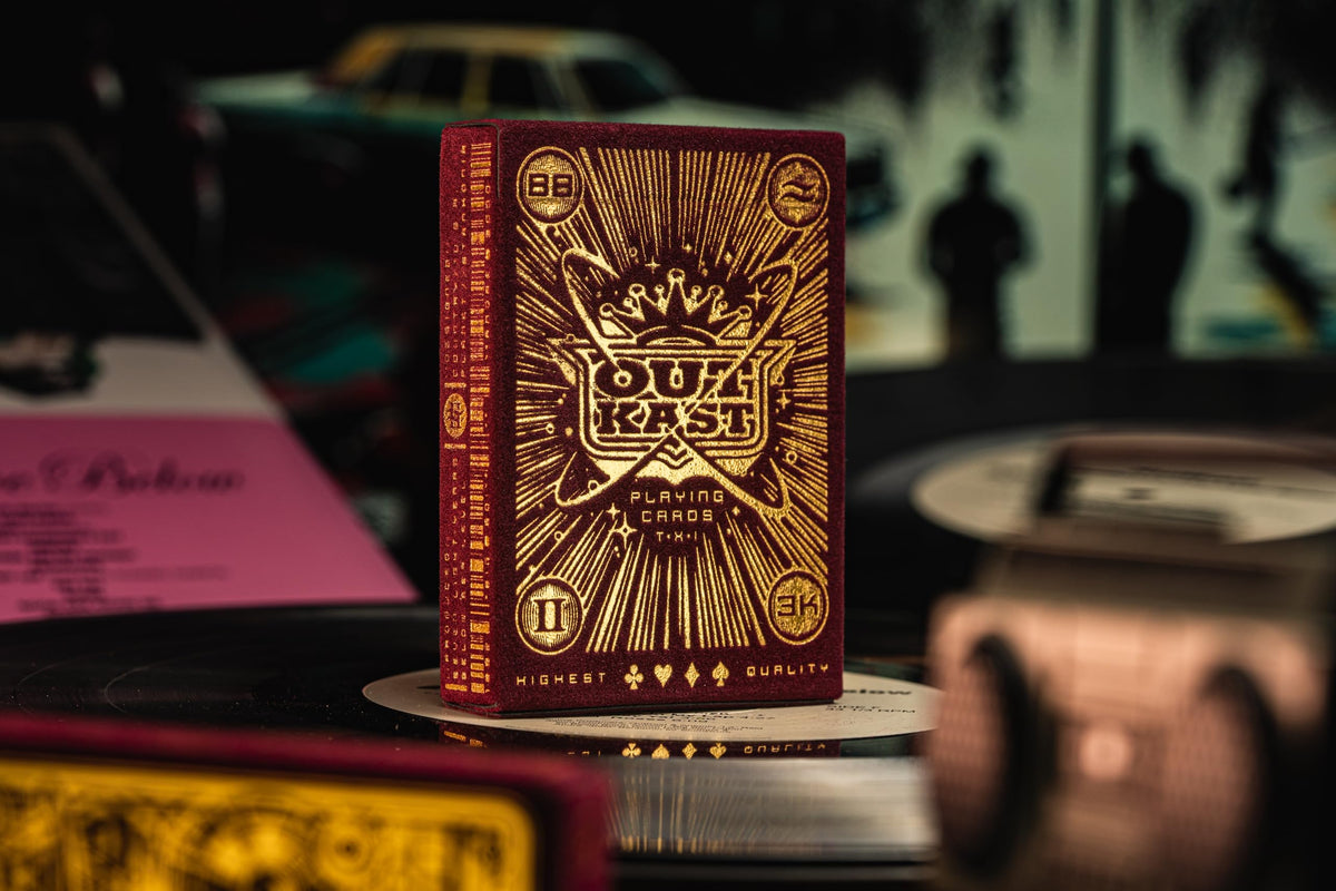 theory11 Outkast Premium Playing Cards – Poker Size, Red Velvet Box, Gold Foil