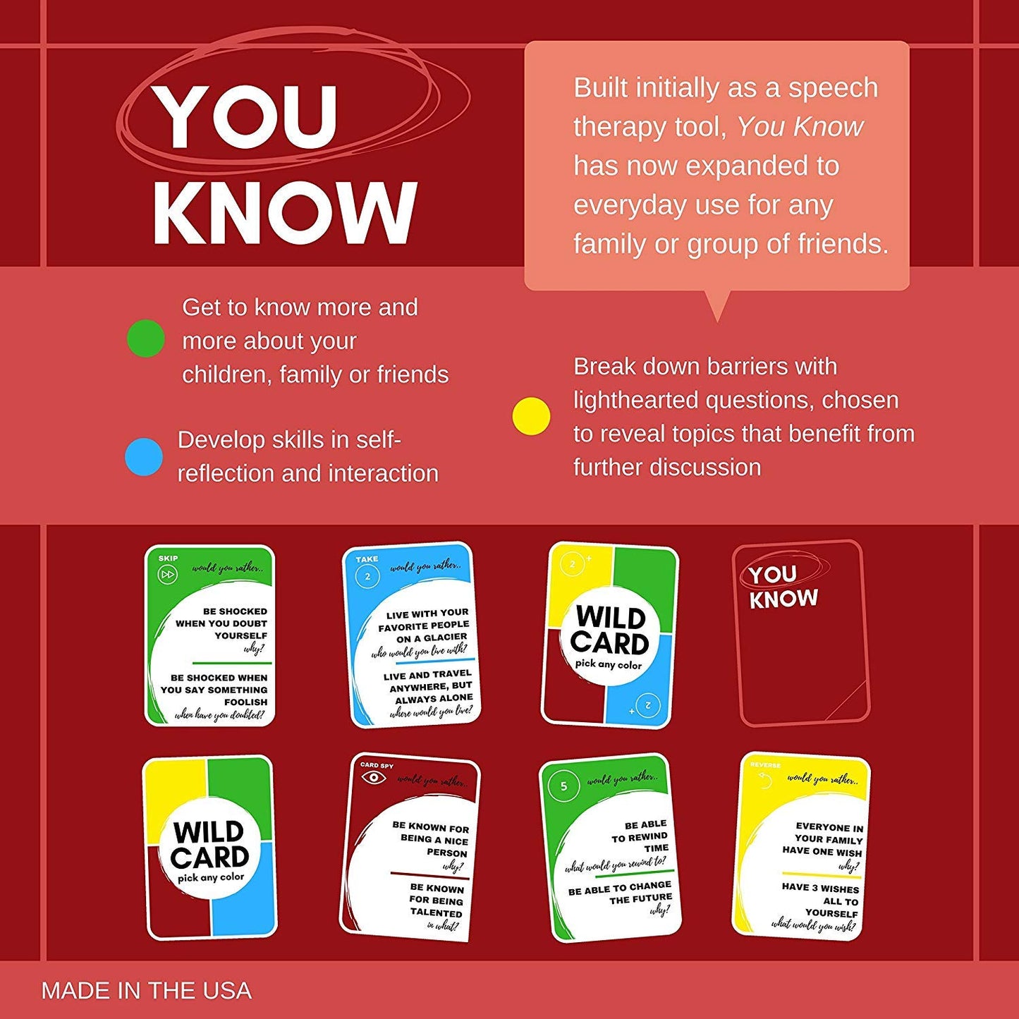 Therapy U You Know Social Skills Games – Fun Conversation Builder Card Game for All Ages