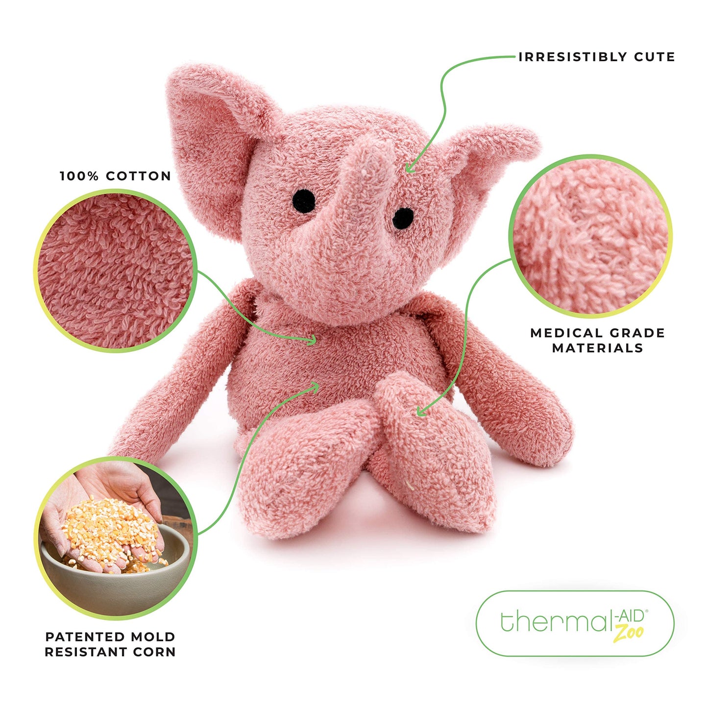 Thermal-Aid Tiny The Elephant® – Plush Washable Heating Pad & Ice Pack