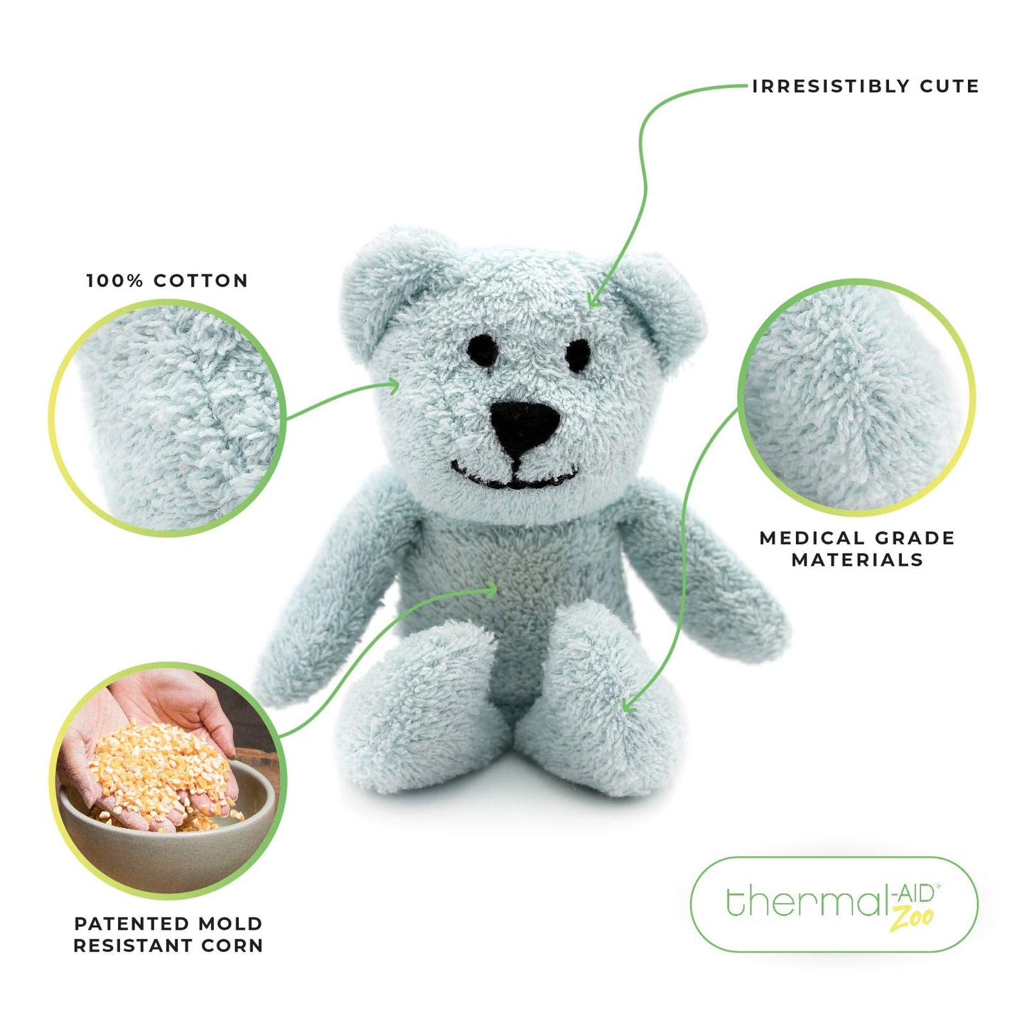 Thermal-Aid Zoo Mini Buckley Blue Bear — Mold-Resistant Hot & Cold Pack for Kids