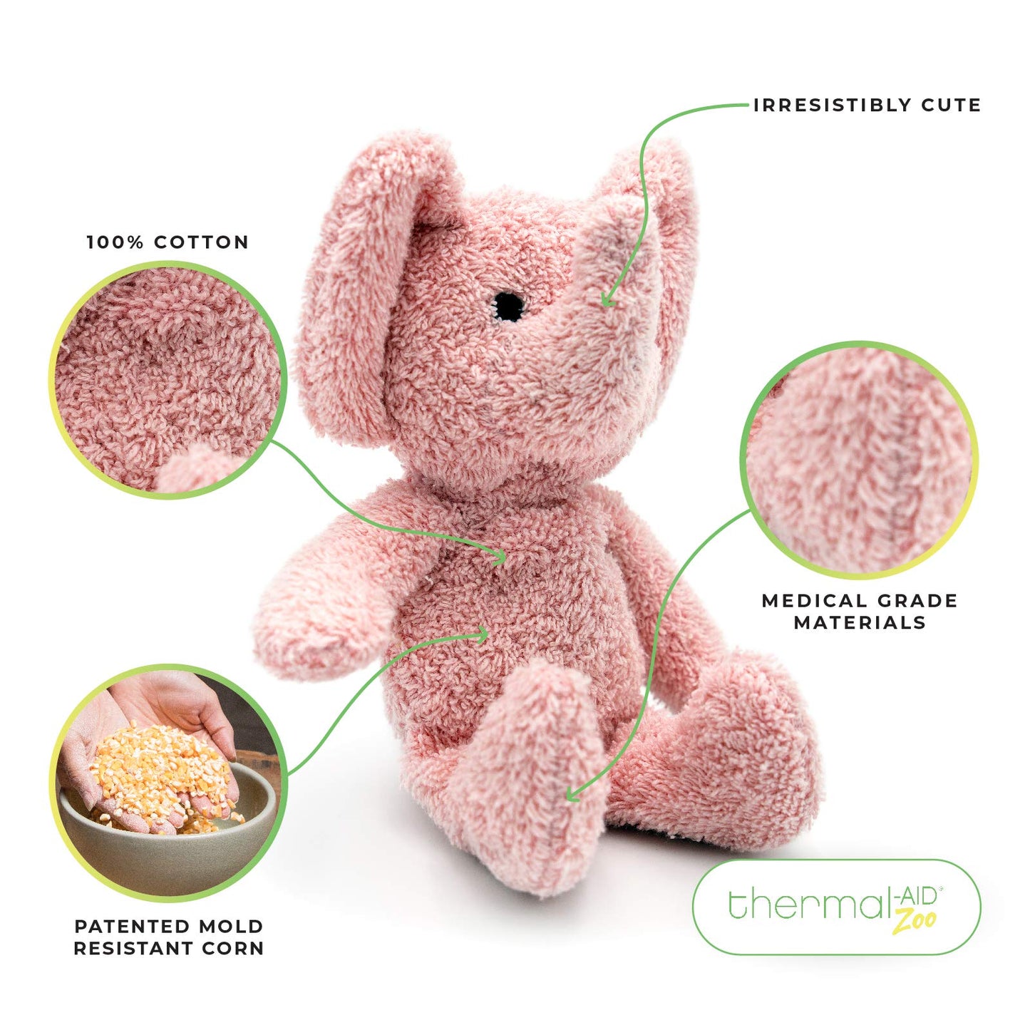 Thermal-Aid Zoo Mini Elephant Hot & Cold Pack for Kids | Reusable Plush Toy