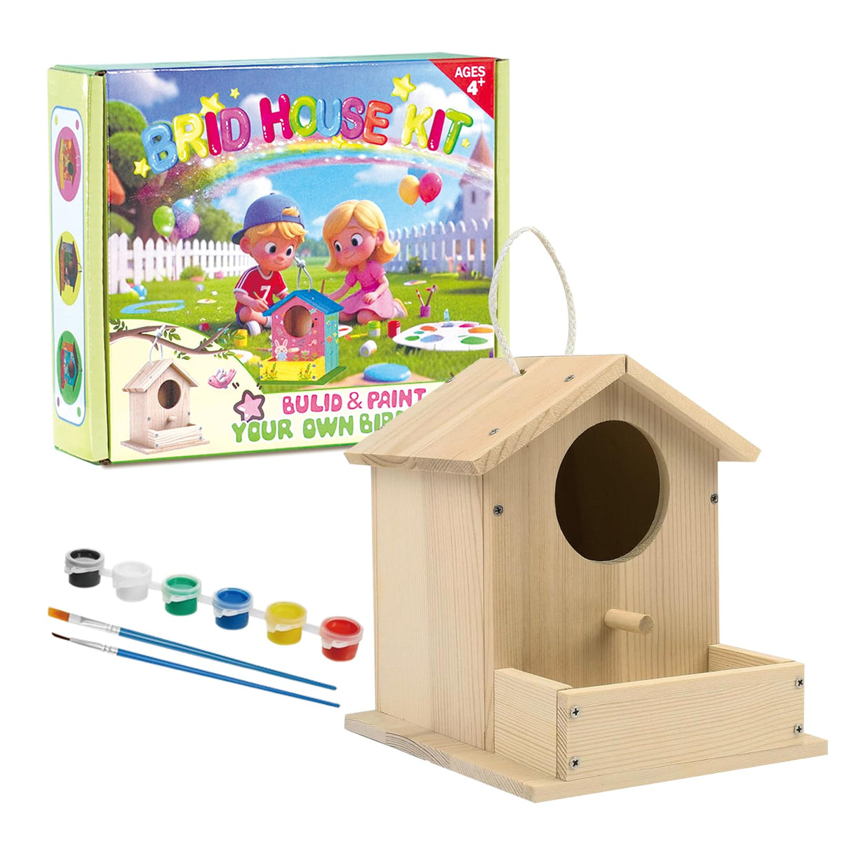 Thick&Thin Bird House Kit for Kids — Wooden DIY Outdoor Craft