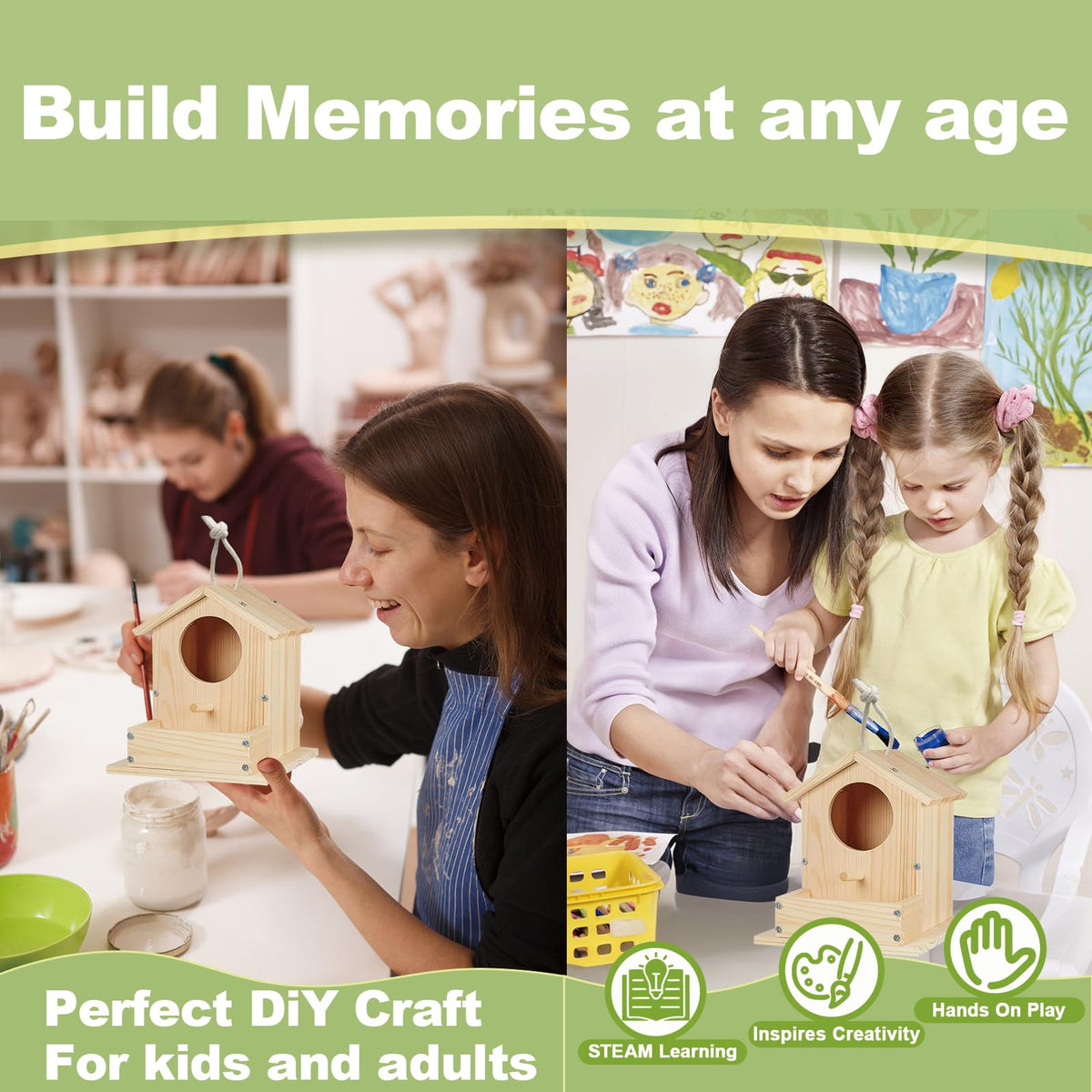 Thick&Thin Bird House Kit for Kids — Wooden DIY Outdoor Craft