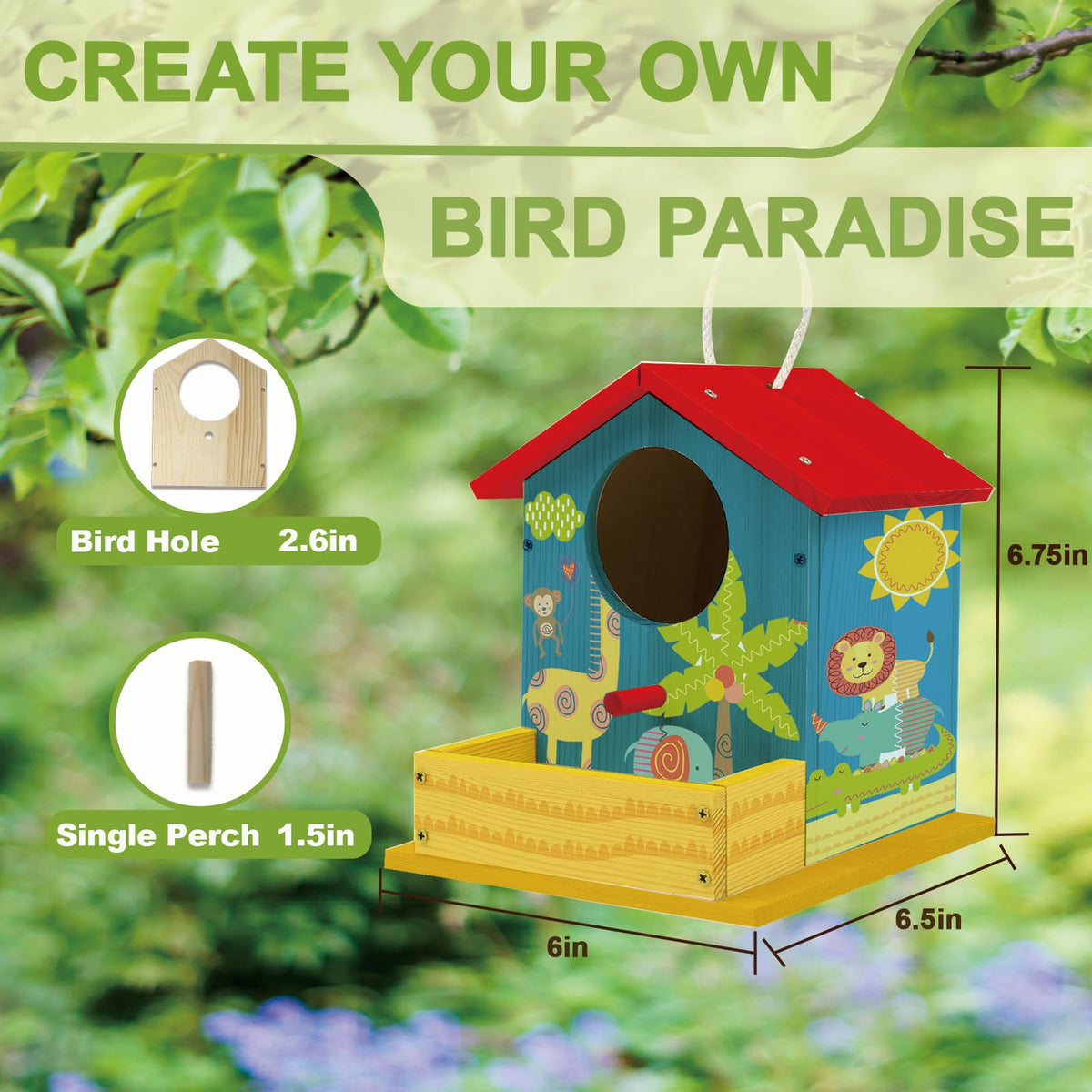 Thick&Thin Bird House Kit for Kids — Wooden DIY Outdoor Craft