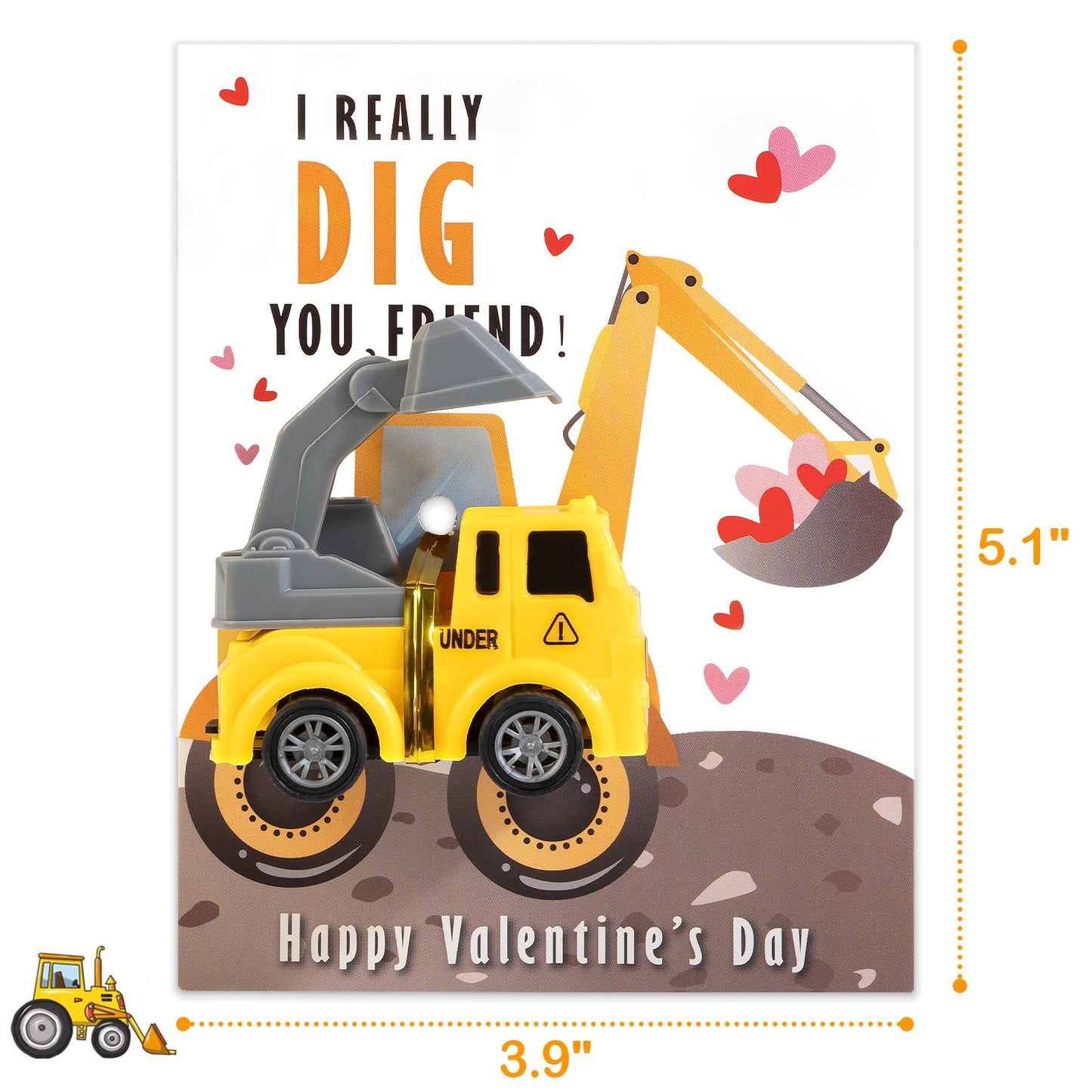 Thigreact Valentines Cards for Kids – 24 Truck Cards Bulk for Classroom & Party Favors