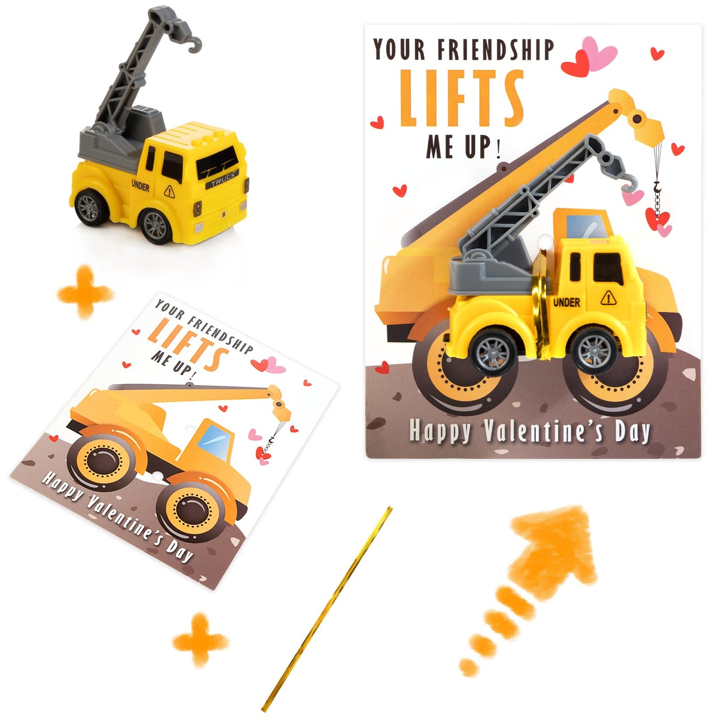 Thigreact Valentines Cards for Kids – 24 Truck Cards Bulk for Classroom & Party Favors