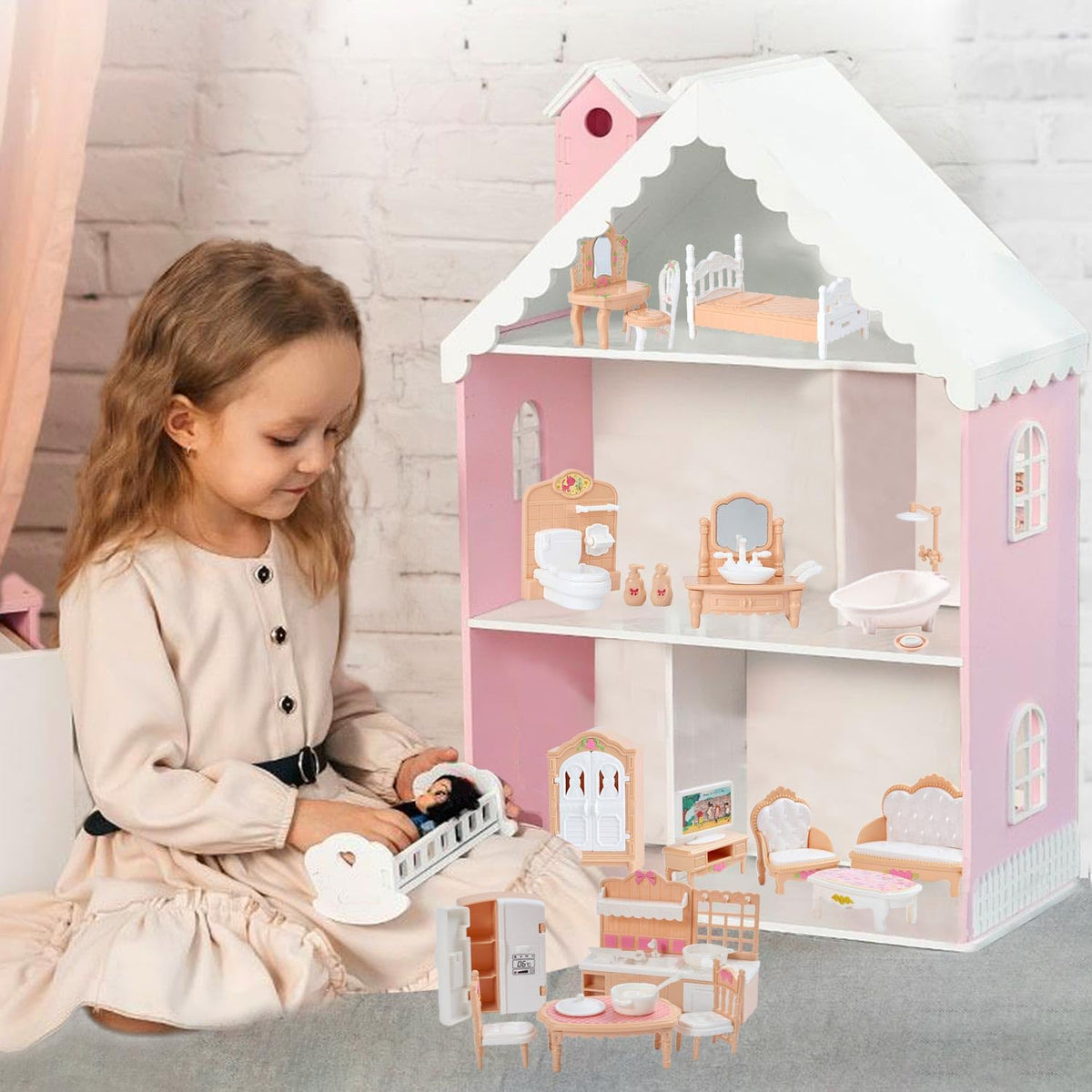 Thildani 35 Pcs Dollhouse Furniture Set 1:12 – Realistic Mini Home Accessories