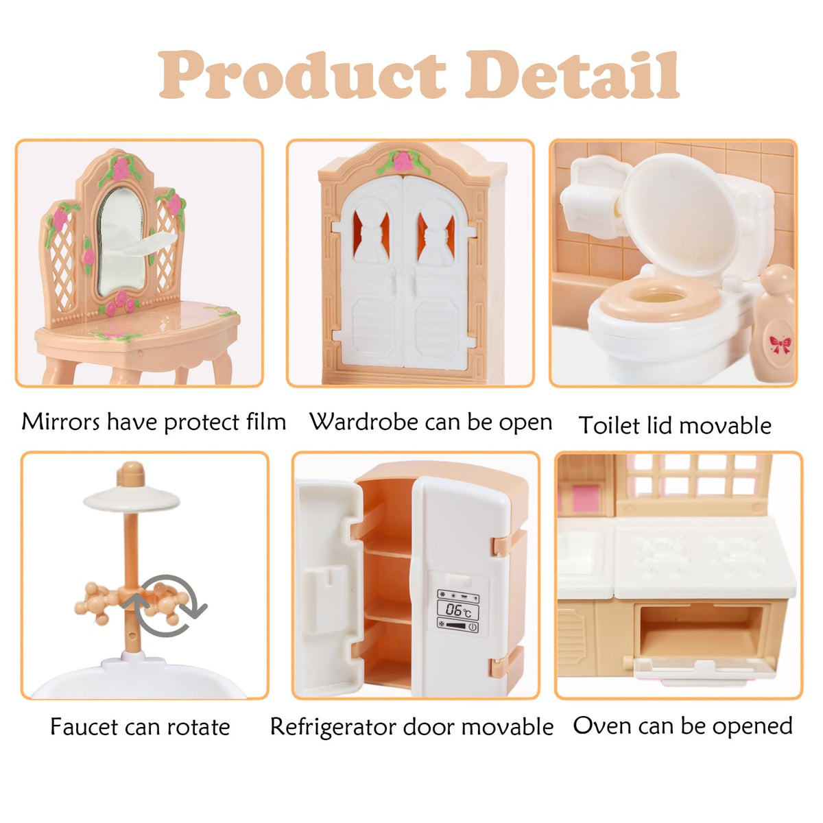Thildani 35 Pcs Dollhouse Furniture Set 1:12 – Realistic Mini Home Accessories