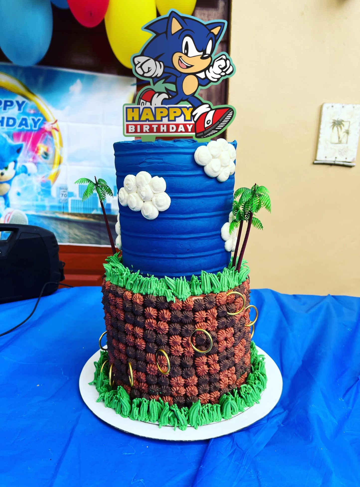 Think Green Fun Sonic Gamer Birthday Cake Topper – Eco Party Decor