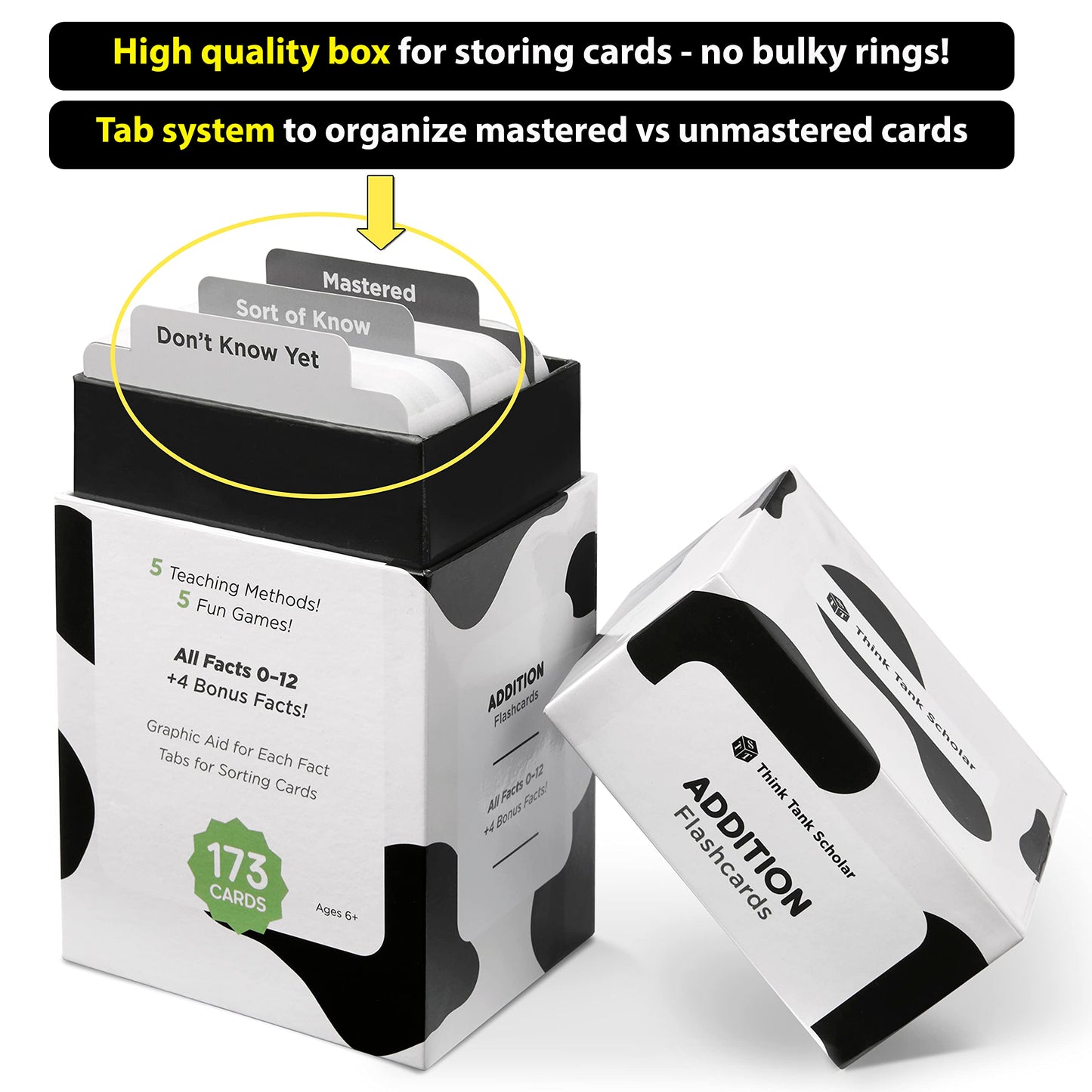 Think Tank Scholar 173 Addition Flash Cards Set – Award-Winning 0–12 Facts for Kindergarten to 3rd Grade