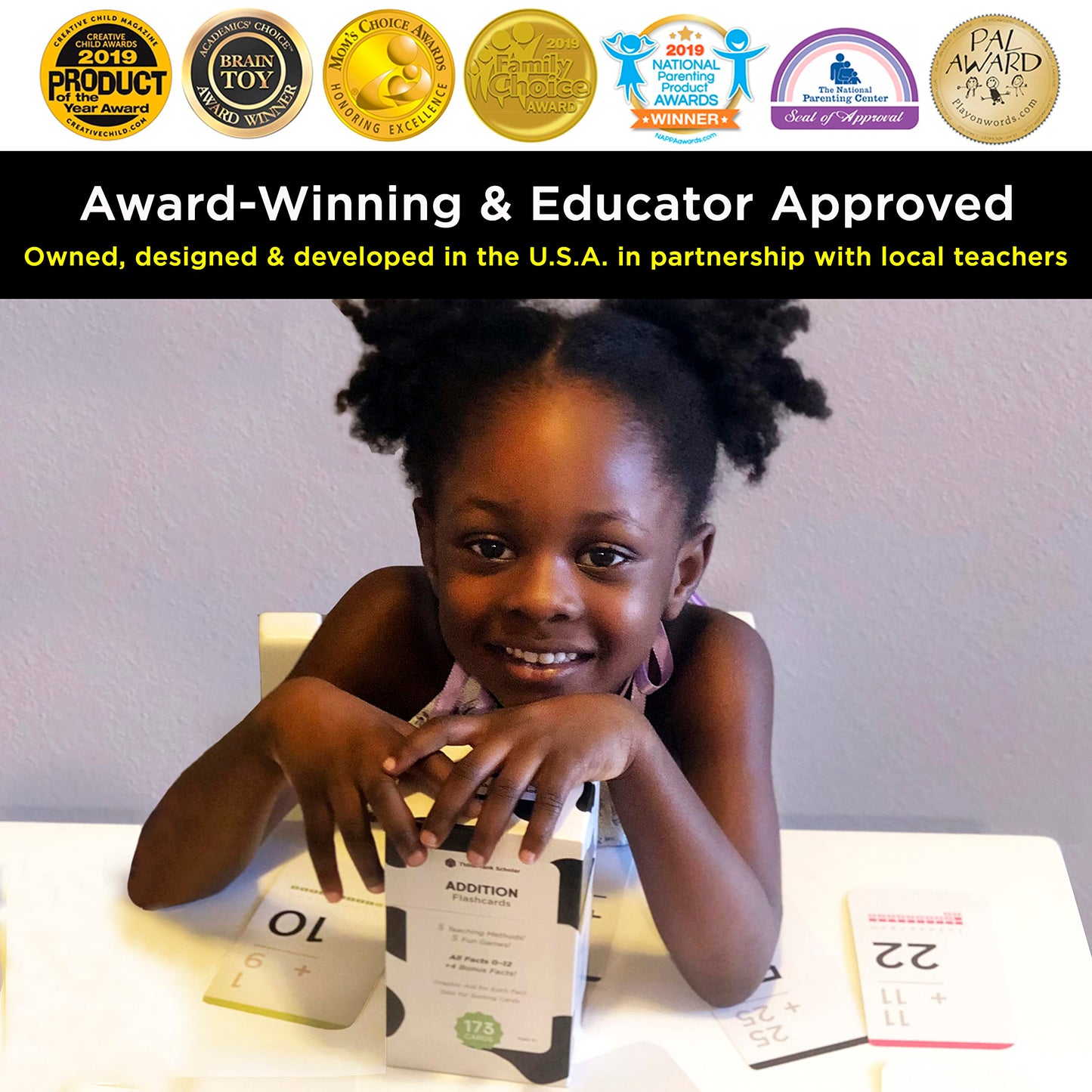 Think Tank Scholar 173 Addition Flash Cards Set – Award-Winning 0–12 Facts for Kindergarten to 3rd Grade