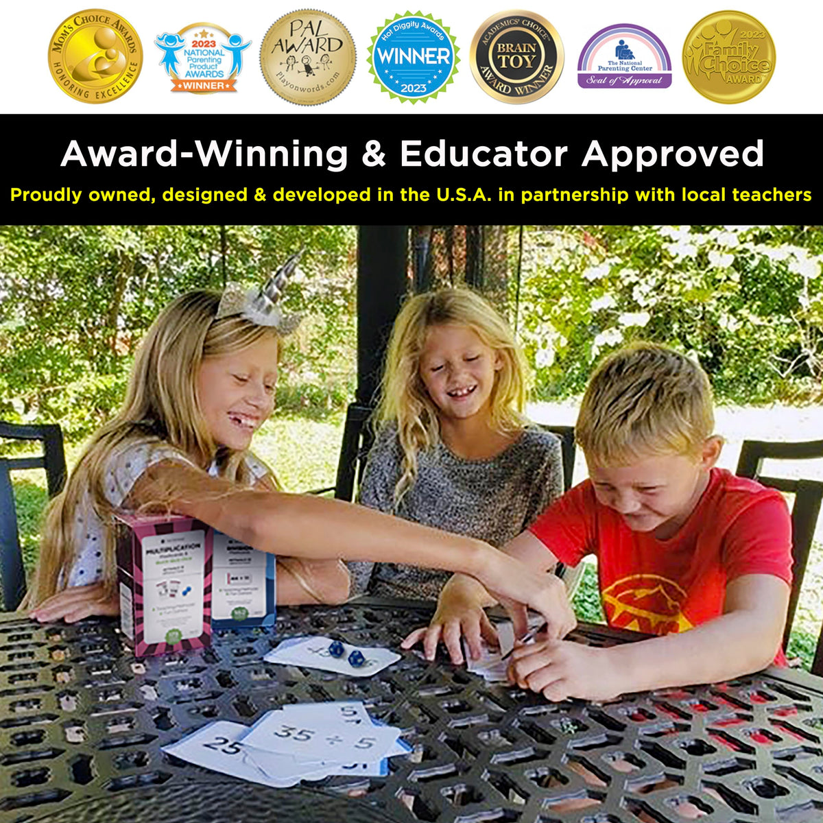 Think Tank Scholar 335 Multiplication & Division Flash Cards – Visual Aids, Dice & Charts for Grades 2–6