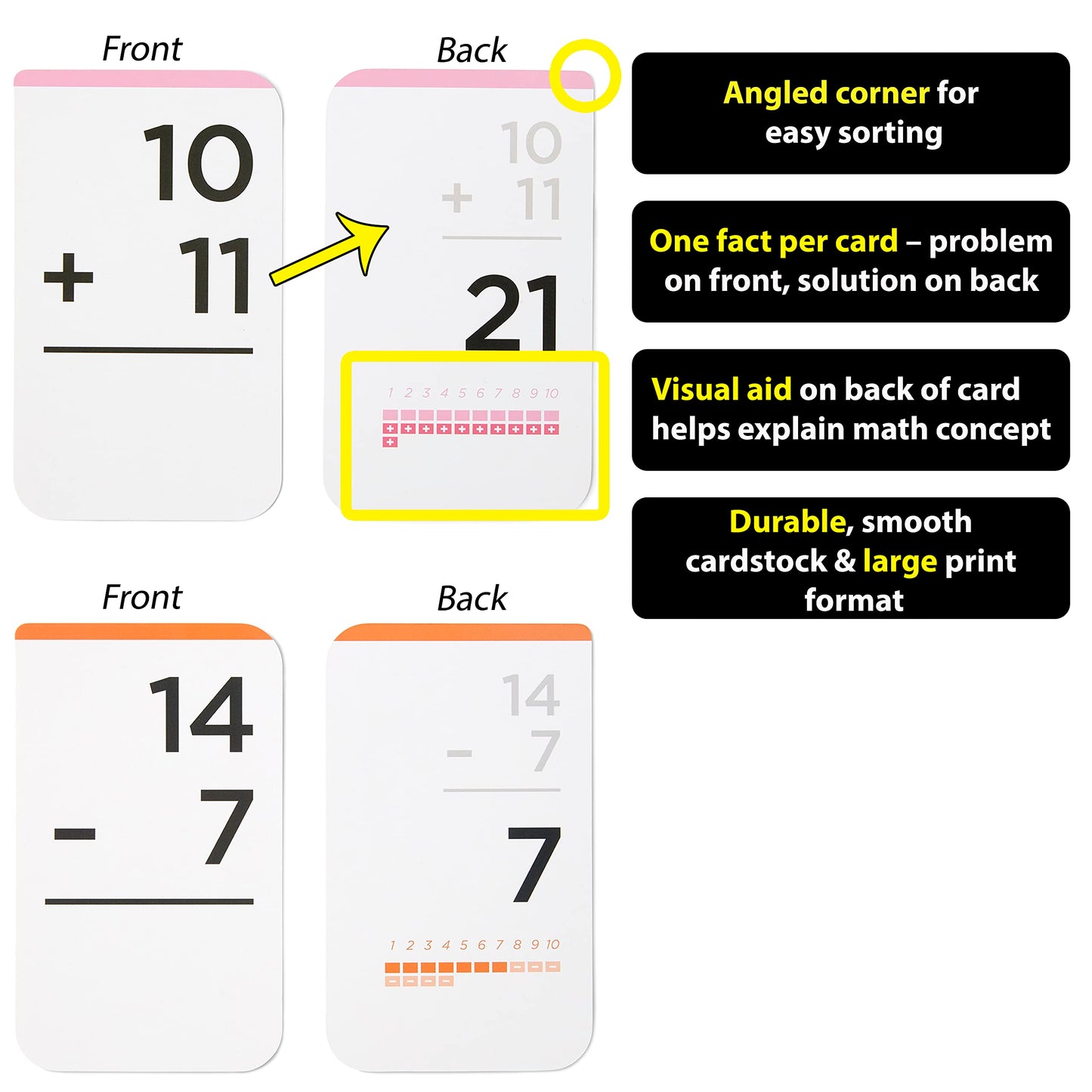 Think Tank Scholar 346 Addition & Subtraction Flash Cards Set – Color-Coded for Kindergarten to 3rd Grade (Award Winning)
