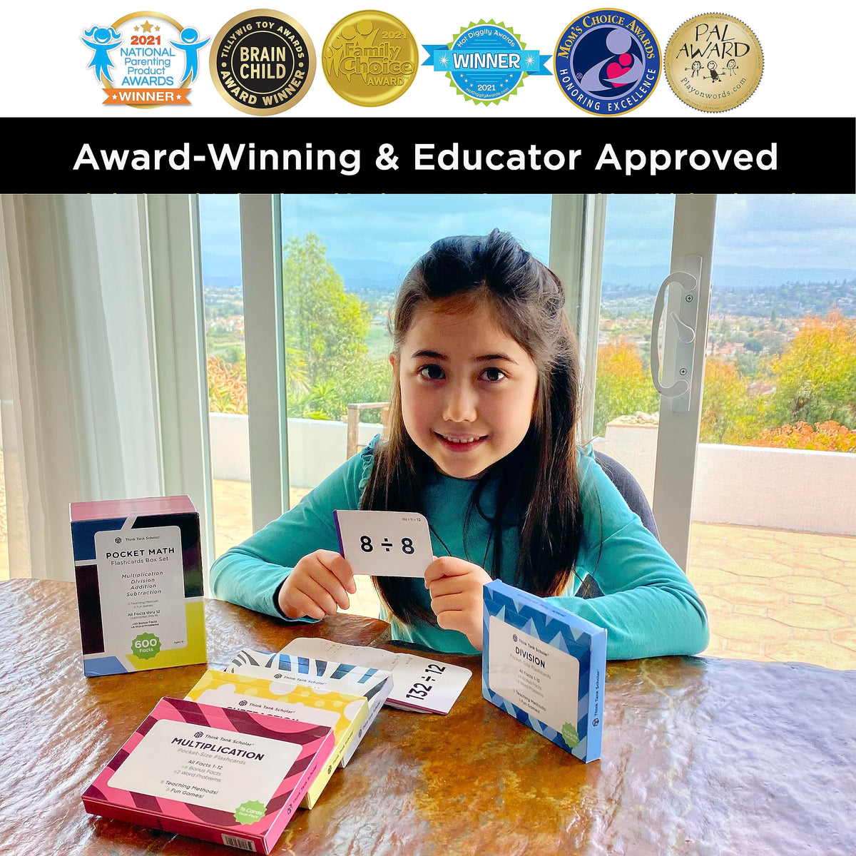 Think Tank Scholar: Award-Winning 600 Facts Math Flash Cards for Grades 1–6 – 2 Facts Per Card, 20 Games, 8 Word Problems