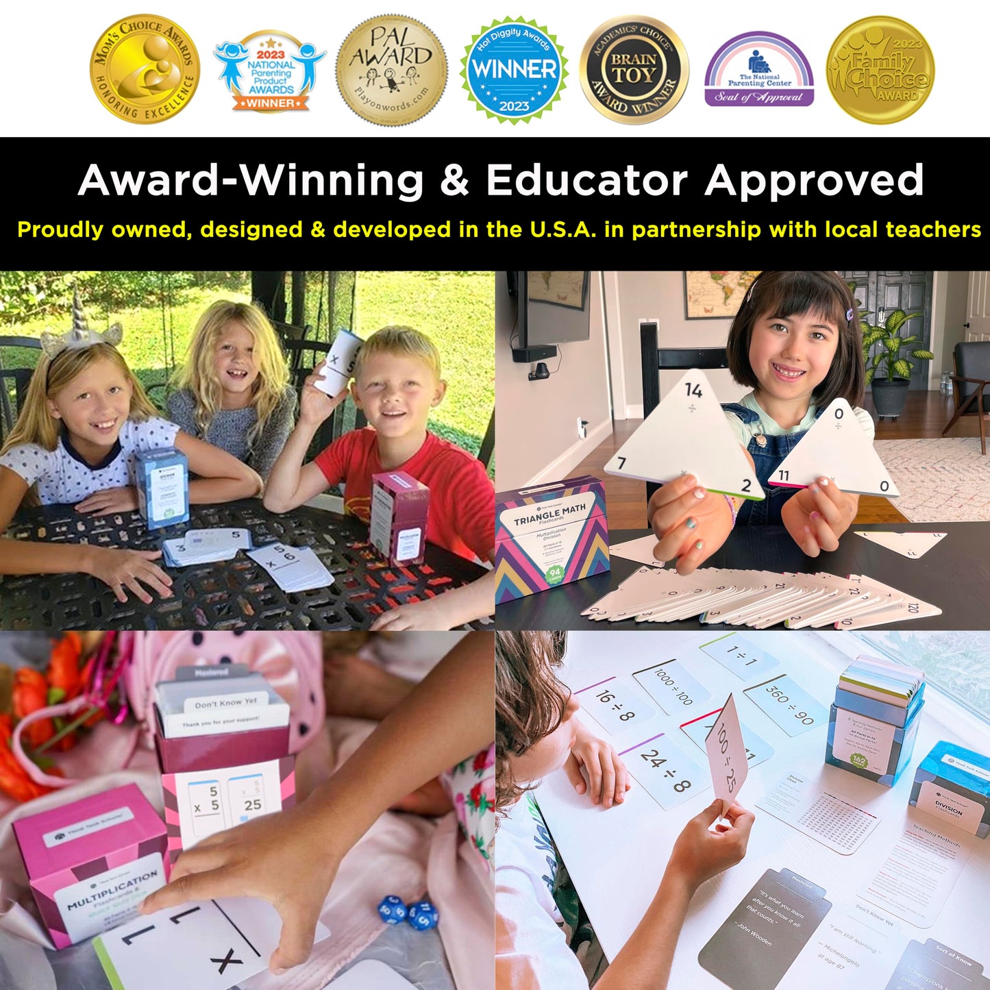 Think Tank Scholar Award-Winning Math Flash Cards – Multiplication & Division 0–12 (Gr 3–6) Jumbo Cards