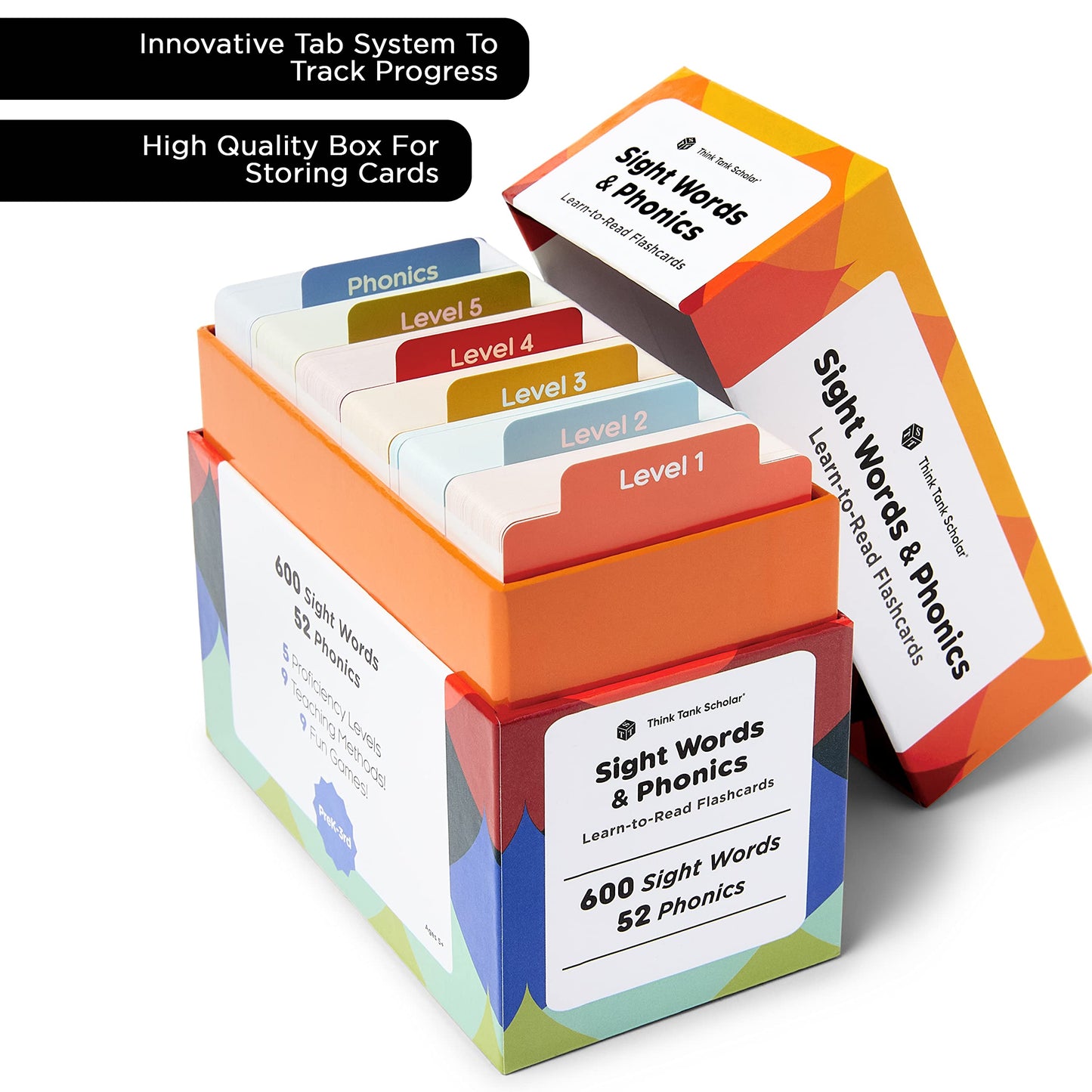 Think Tank Scholar – Award-Winning 652 Sight Words & Phonics Flash Cards for Preschool–3rd Grade (Dolch & Fry)