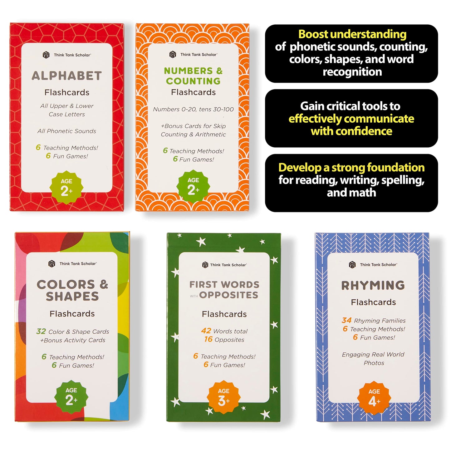 Think Tank Scholar: Award-Winning 5-Deck Jumbo Flash Cards for Preschool & Kindergarten