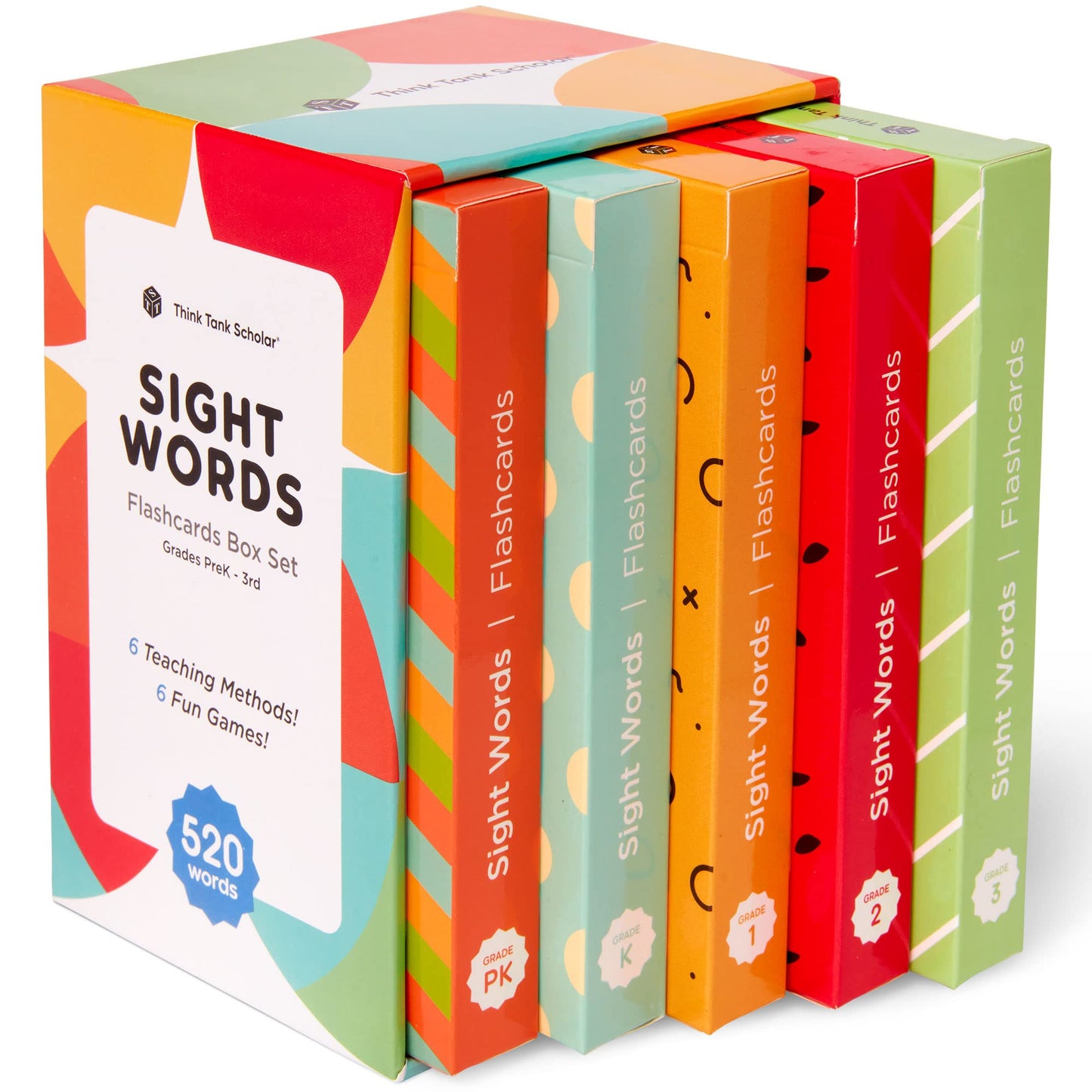 Award-Winning Think Tank Scholar Sight Words Flash Cards – 520 High-Frequency Words for Ages 3–9