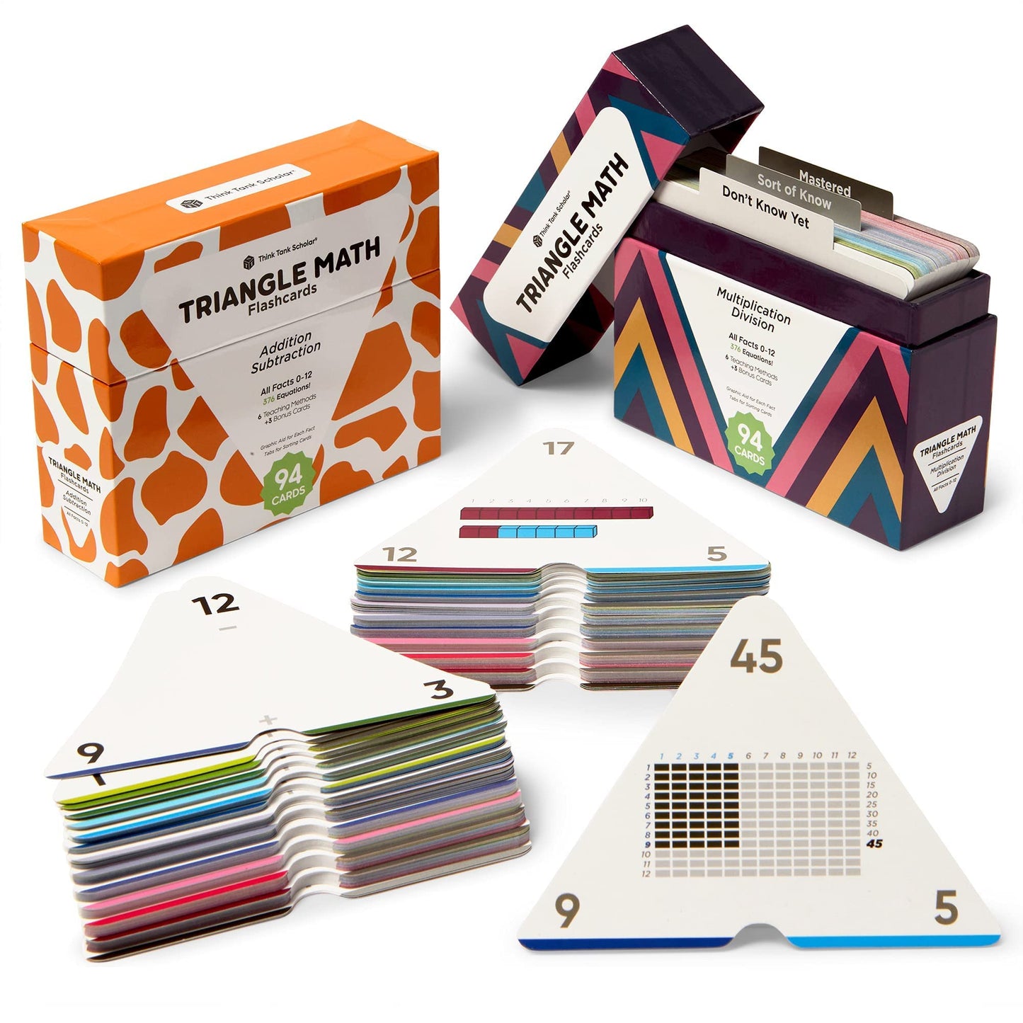 Think Tank Scholar Triangle Math Flash Cards – 752 Facts (Add, Subtract, Multiply & Divide) for Grades K–6
