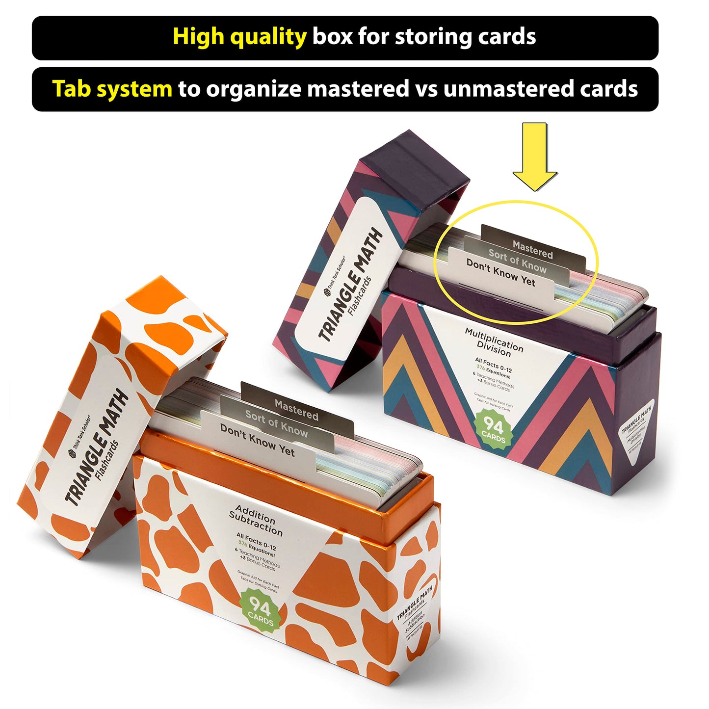Think Tank Scholar Triangle Math Flash Cards – 752 Facts (Add, Subtract, Multiply & Divide) for Grades K–6