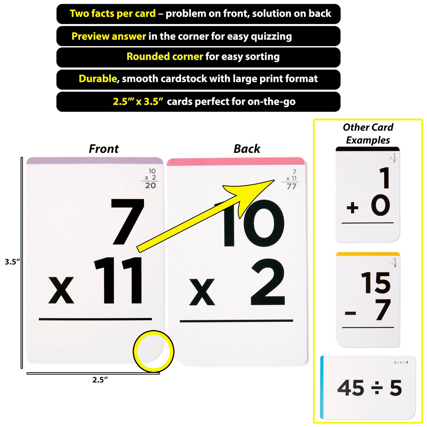 Think Tank Scholar: Award-Winning 600 Facts Math Flash Cards for Grades 1–6 – 2 Facts Per Card, 20 Games, 8 Word Problems
