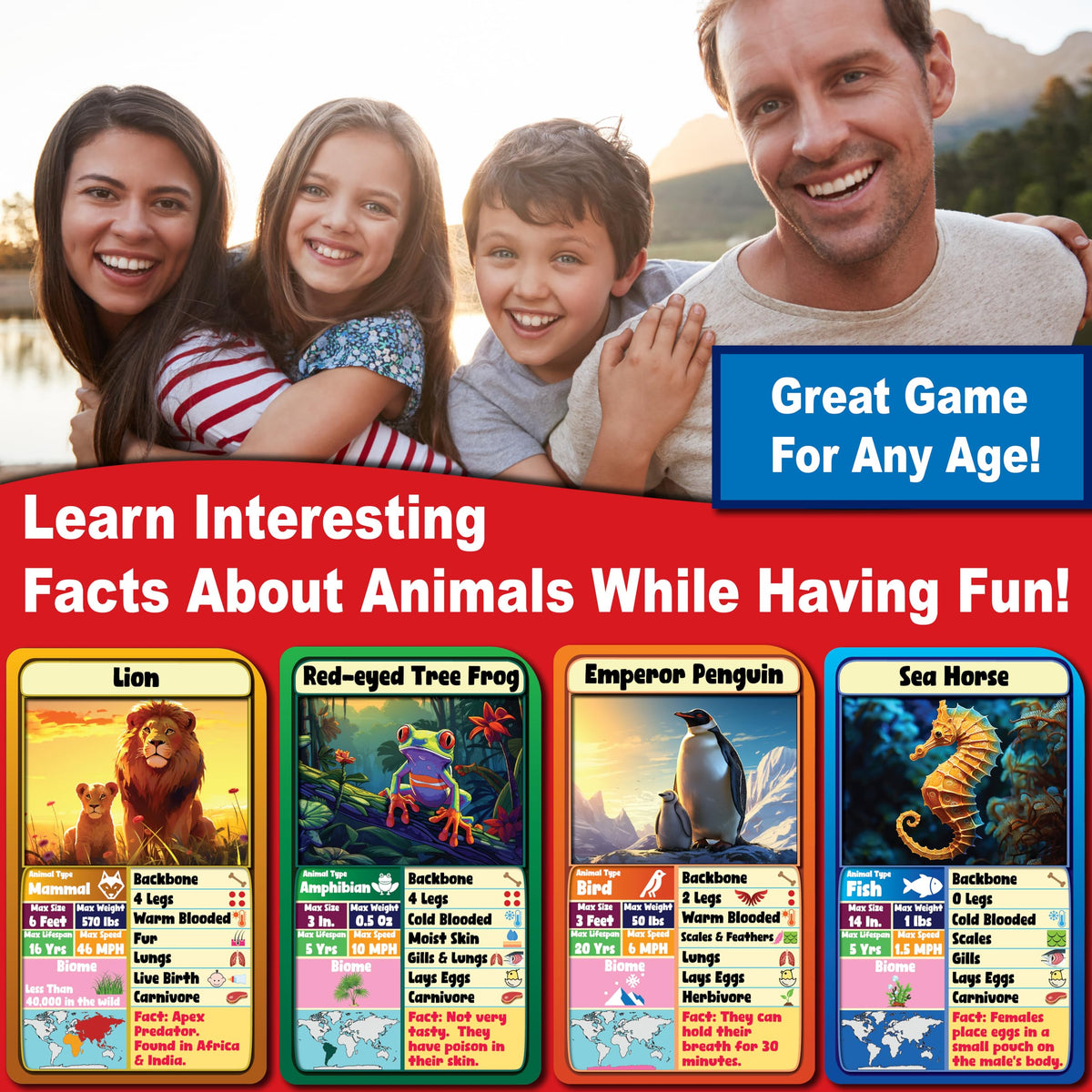 THINK2MASTER Animal Trading Card Game — Educational Fun for 2-12 Players