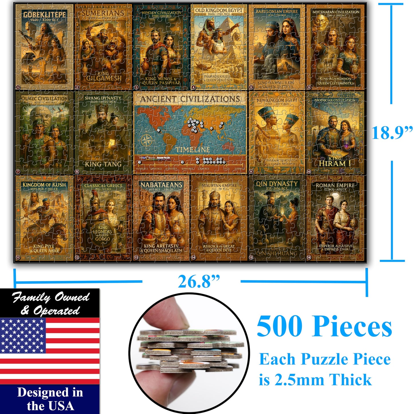 Think2Master Ancient Civilizations Puzzle – 504 Pieces Large-Format (26.8 x 18.9 in) | Great Gift for Teens & Adults