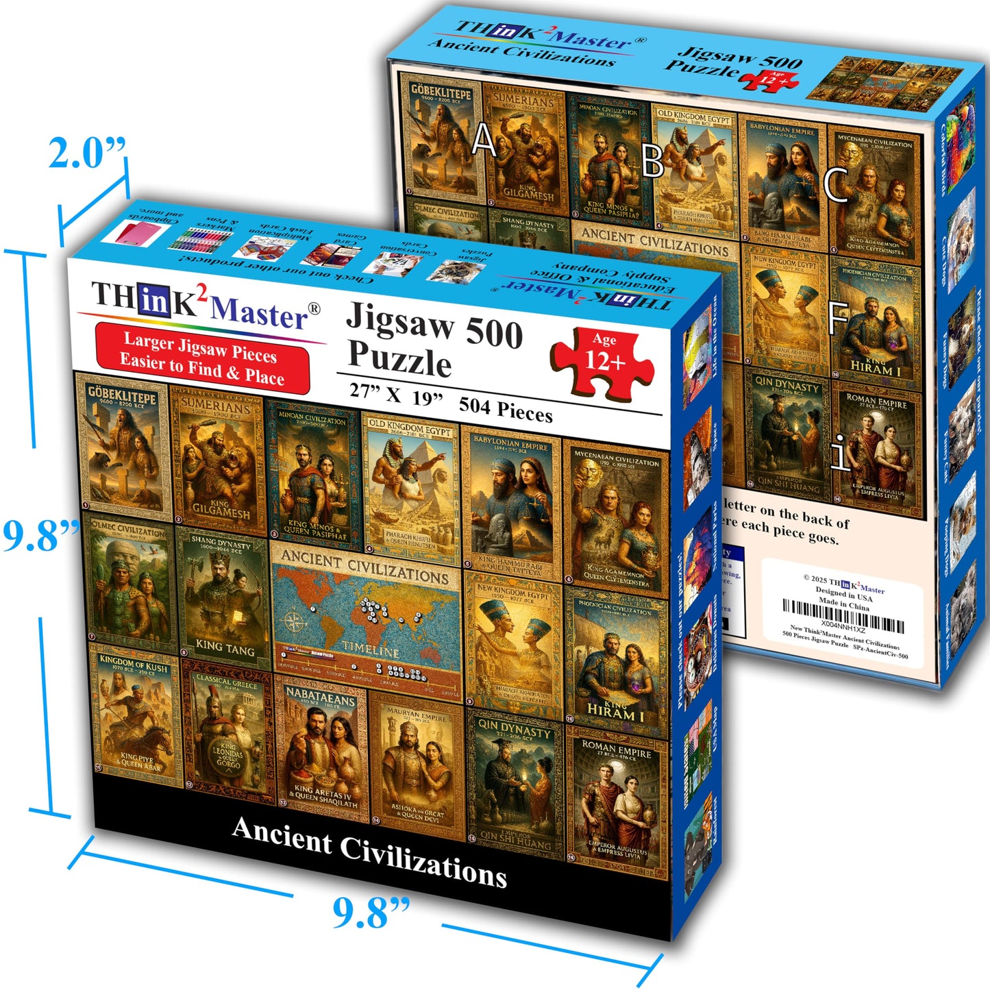 Think2Master Ancient Civilizations Puzzle – 504 Pieces Large-Format (26.8 x 18.9 in) | Great Gift for Teens & Adults