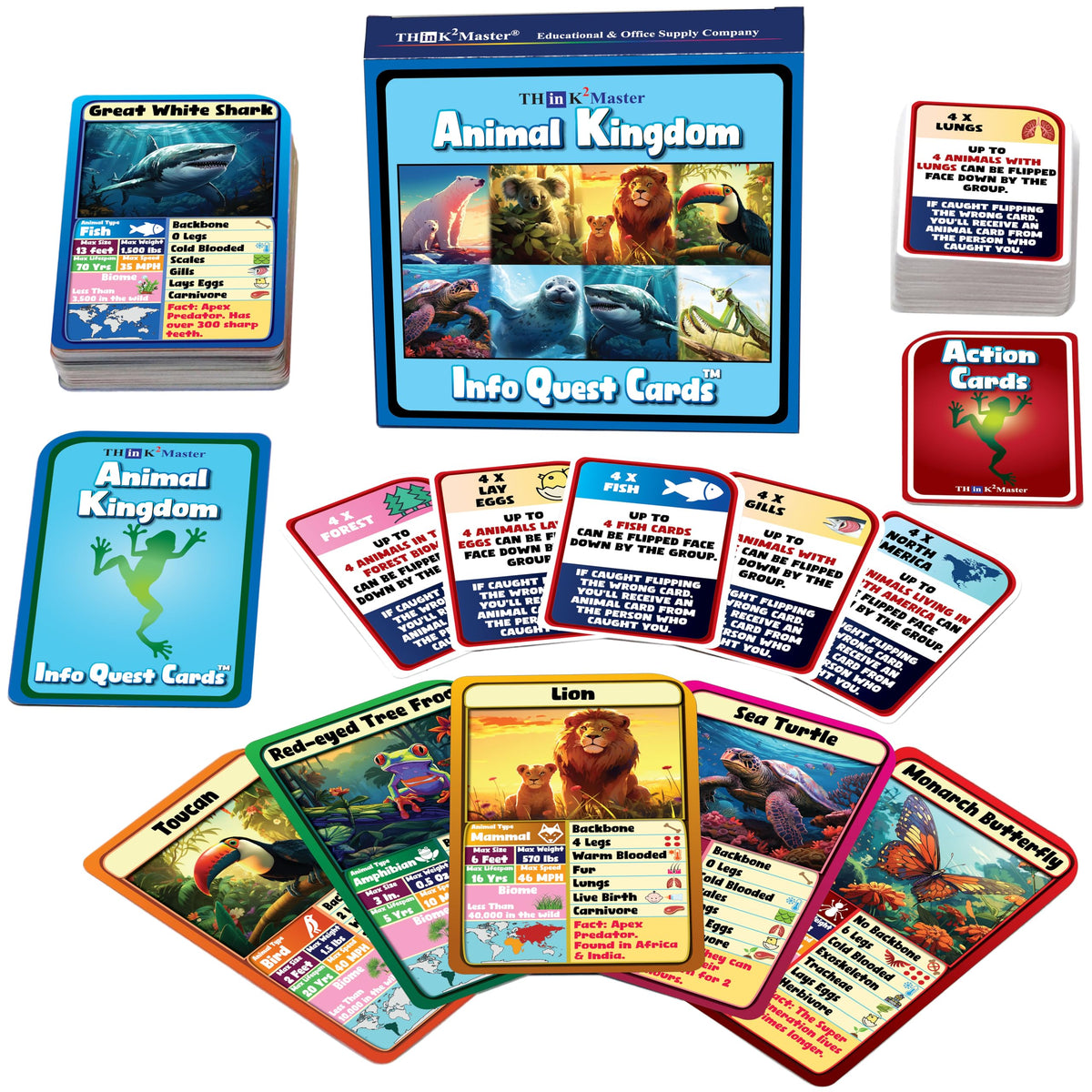 THINK2MASTER Animal Trading Card Game — Educational Fun for 2-12 Players
