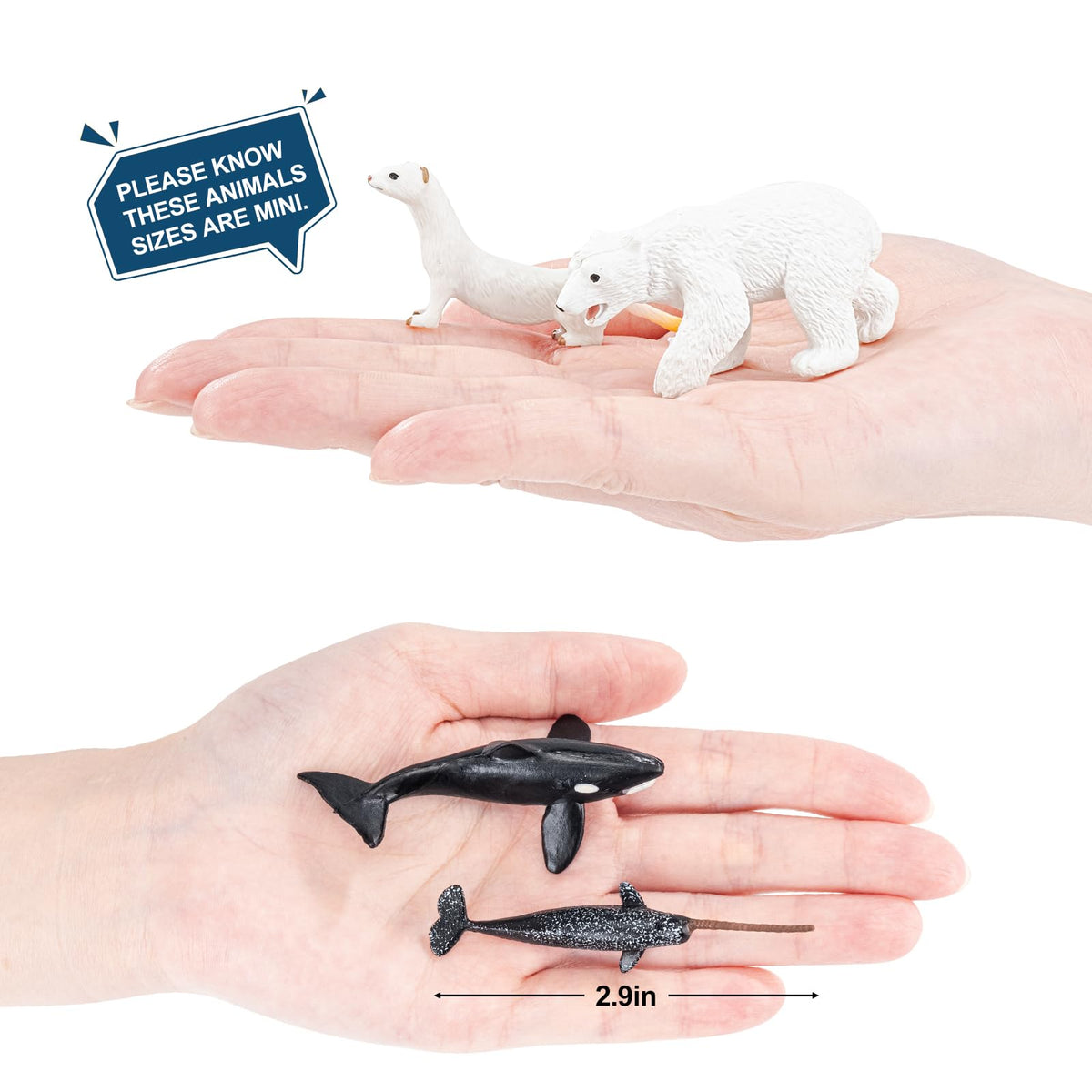 THINKBAY 16-Piece Mini Arctic Animals Figurines Set – Polar Wildlife Toys for Kids