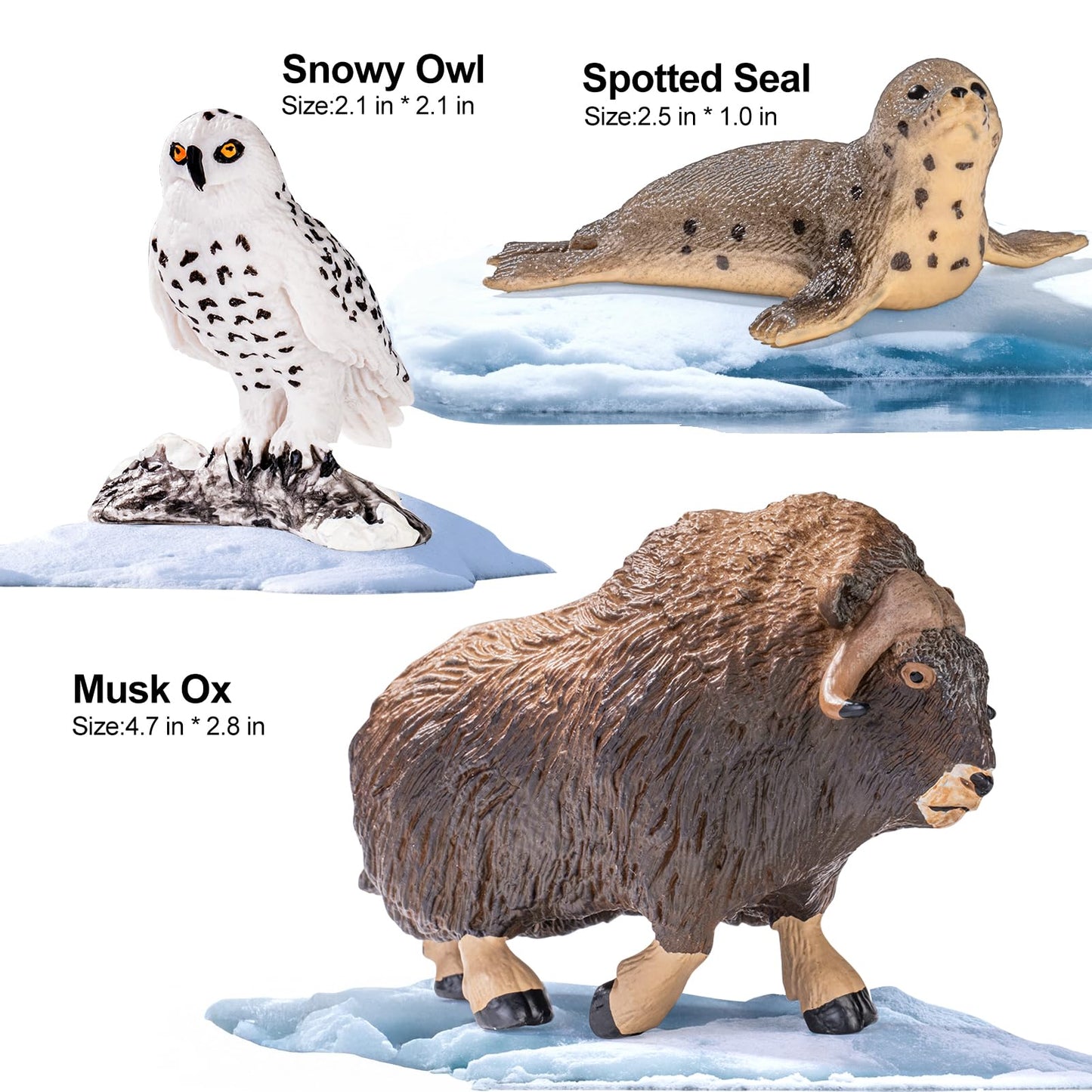 ThinkBay 12-Piece Arctic Animal Figurines (4-7 inches) – Realistic PVC Figures for Play & Party Favors