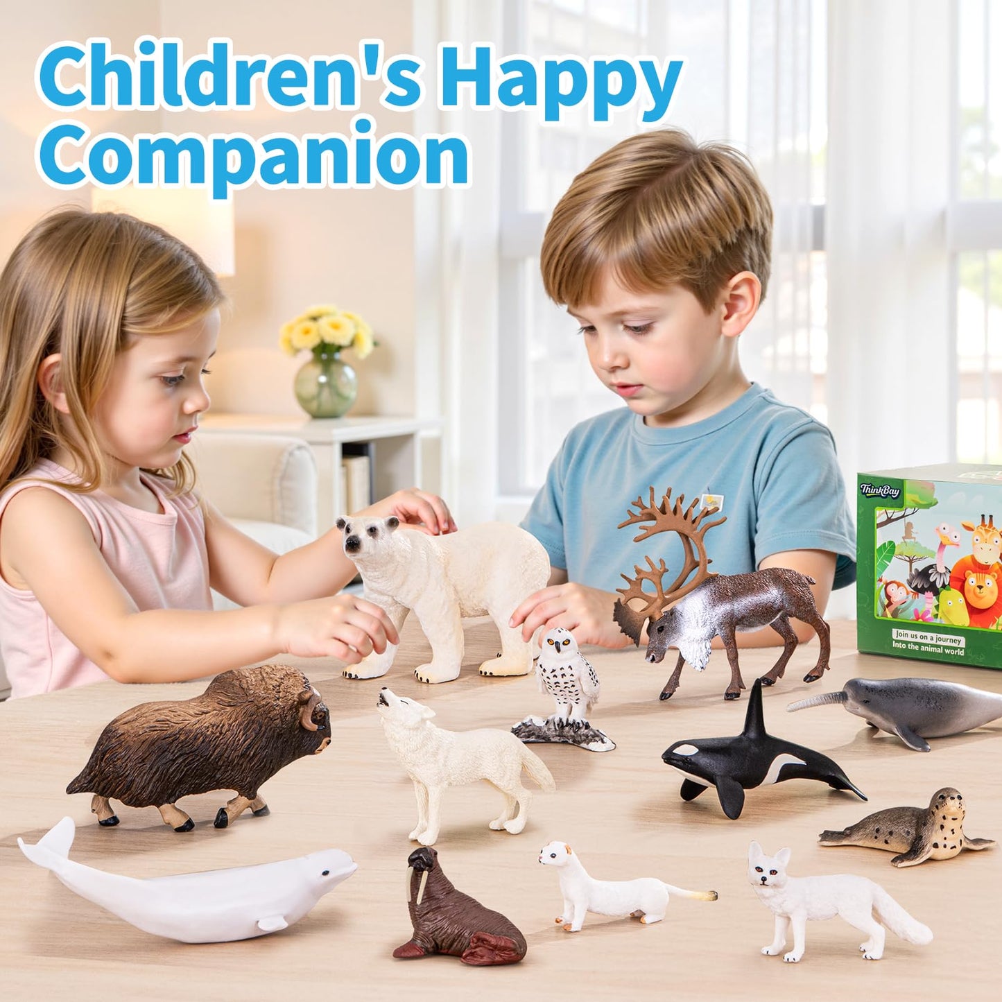 ThinkBay 12-Piece Arctic Animal Figurines (4-7 inches) – Realistic PVC Figures for Play & Party Favors