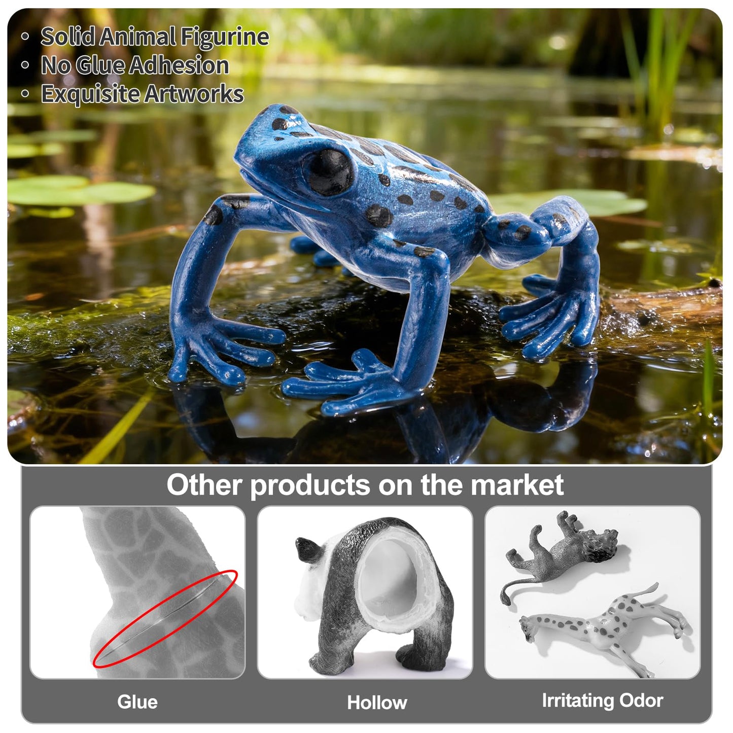 THINKBAY 9PCS Amphibian Figures – Realistic Rainforest Toys for Kids, Classroom Play & Party Favors