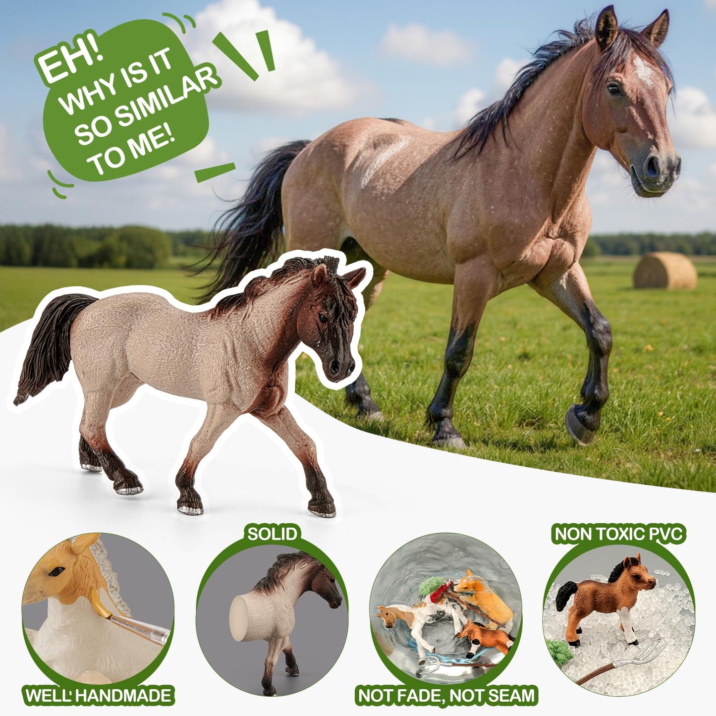 THINKBAY 35-Piece Horses Toys Set – Realistic Stable Playset for Kids