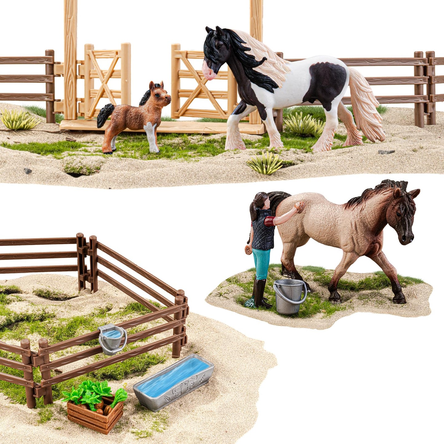 THINKBAY 35-Piece Horses Toys Set – Realistic Stable Playset for Kids