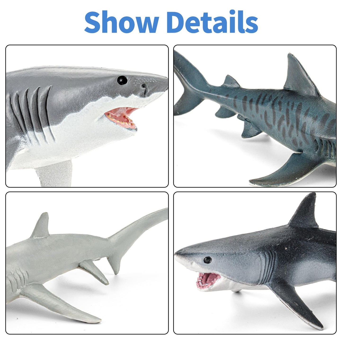 THINKBAY Shark Toys: 10 Realistic Shark Figurines + 67-Piece Ocean Puzzle