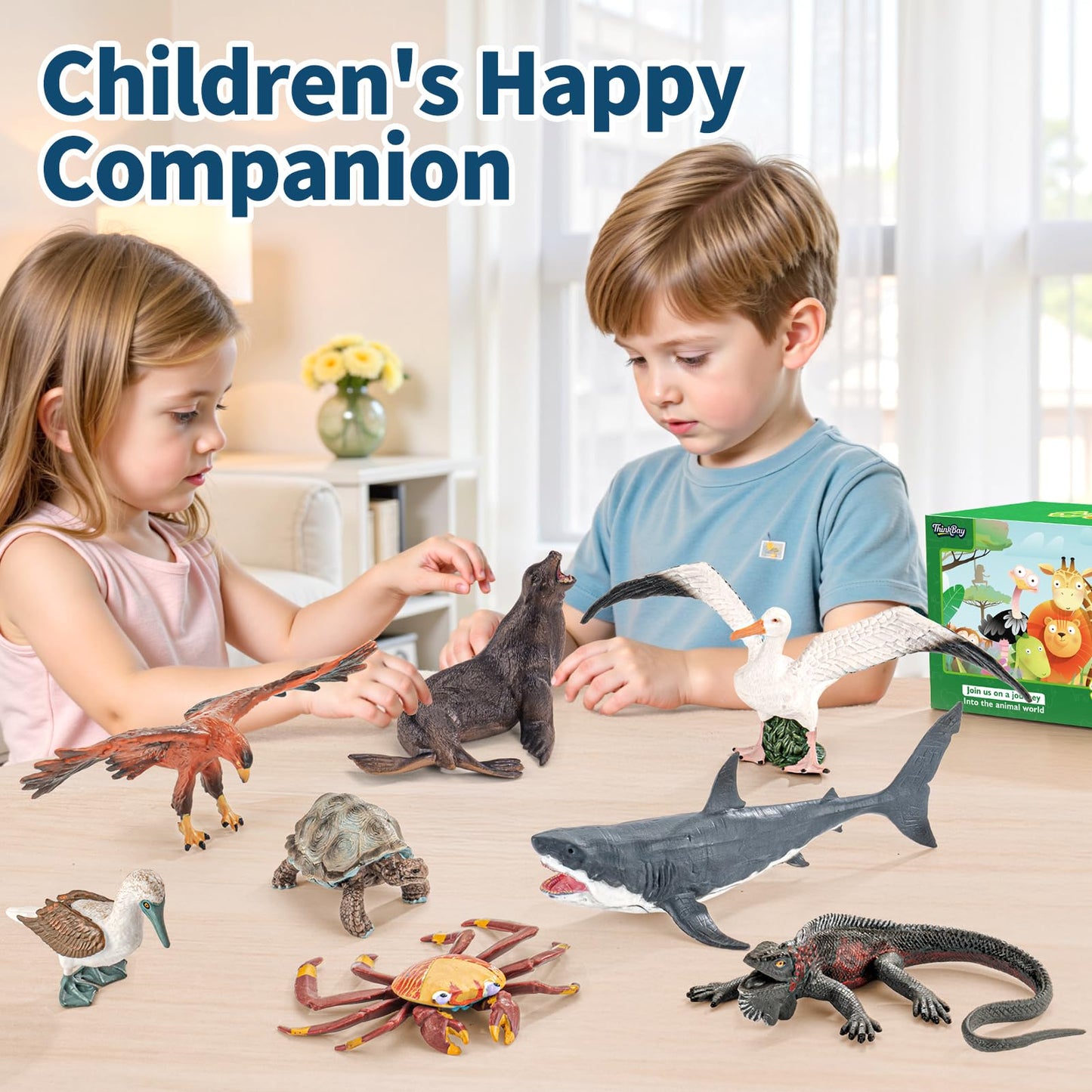 THINKBAY 8PCS Galapagos Island Animal Figurines Set | Realistic Ocean Toys