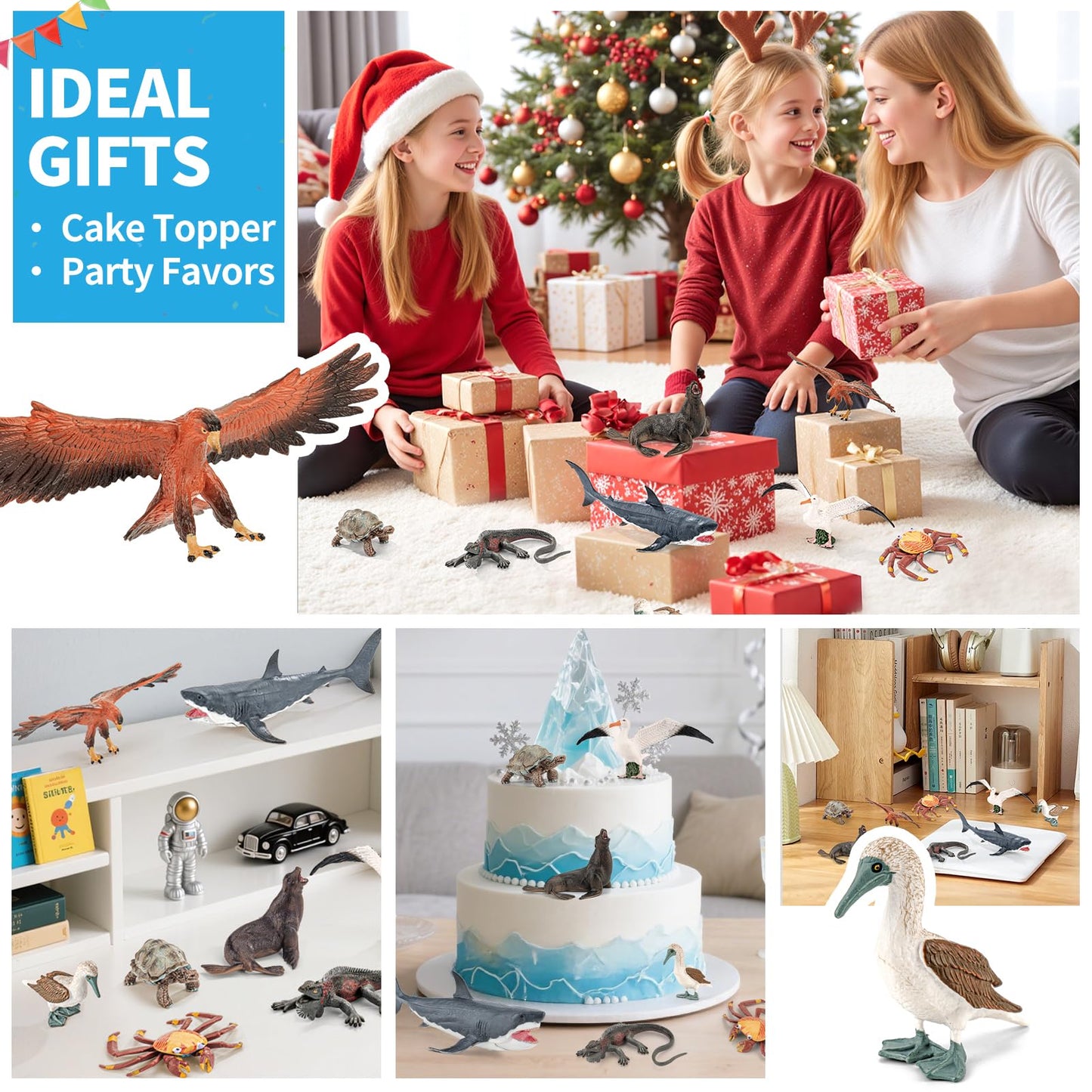 THINKBAY 8PCS Galapagos Island Animal Figurines Set | Realistic Ocean Toys