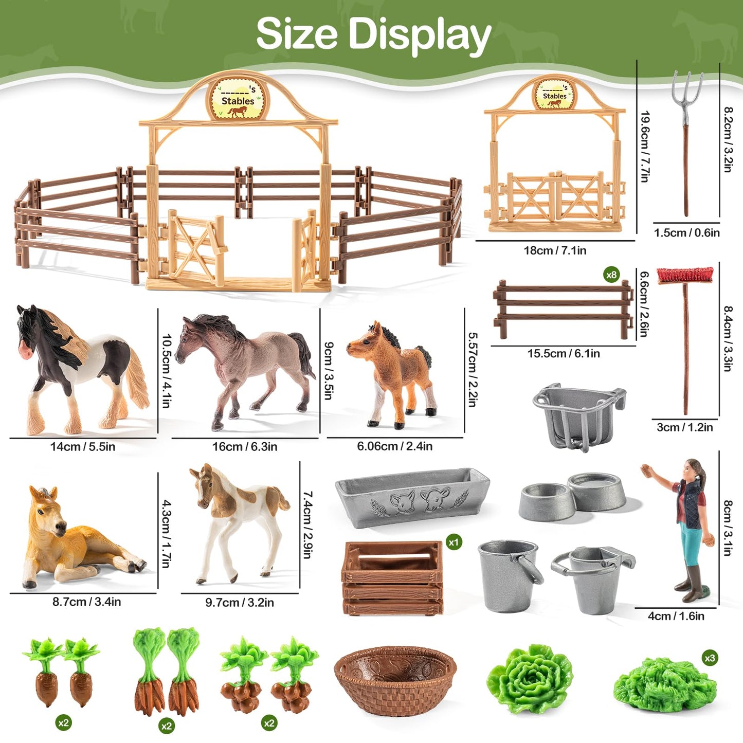 THINKBAY 35-Piece Horses Toys Set – Realistic Stable Playset for Kids