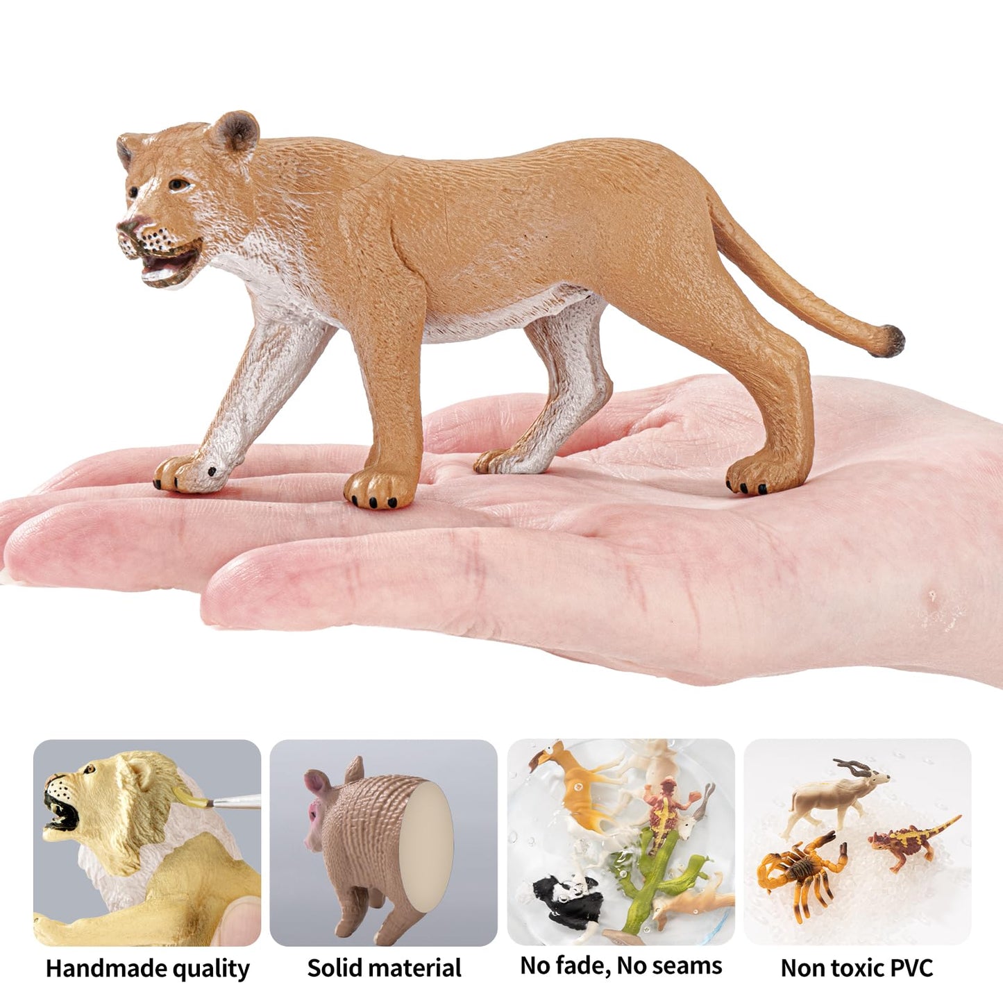 THINKBAY 15PCS Lion Figurines – Realistic Lion Family for Kids, Cake Toppers & Play
