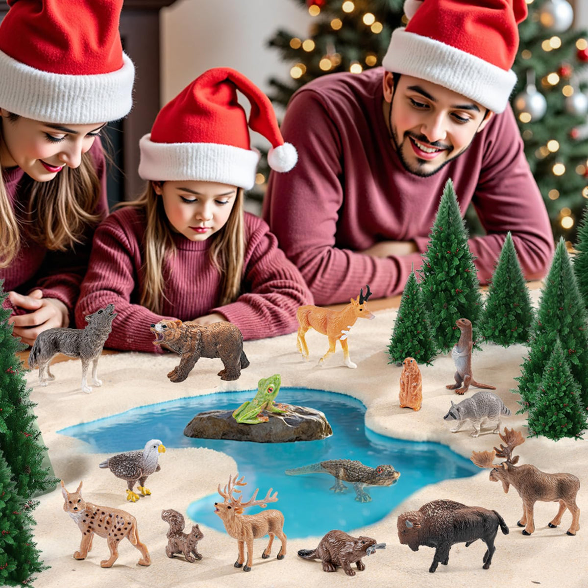 THINKBAY 16PCS Mini North American Woodland Animals Figurines – Realistic PVC Toys for Kids