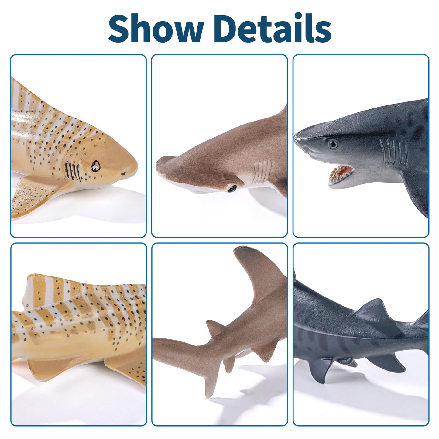 THINKBAY 10Pcs Shark Toys 5-8 Inches for Toddlers 3-8 | Bath Toys, Cake Toppers & Party Favors