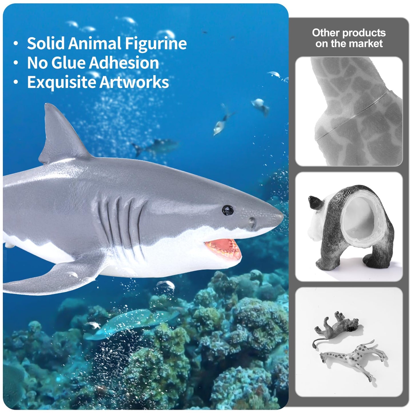 THINKBAY 10Pcs Shark Toys 5-8 Inches for Toddlers 3-8 | Bath Toys, Cake Toppers & Party Favors