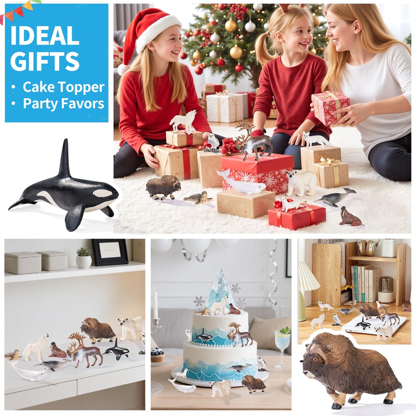 ThinkBay 12-Piece Arctic Animal Figurines (4-7 inches) – Realistic PVC Figures for Play & Party Favors