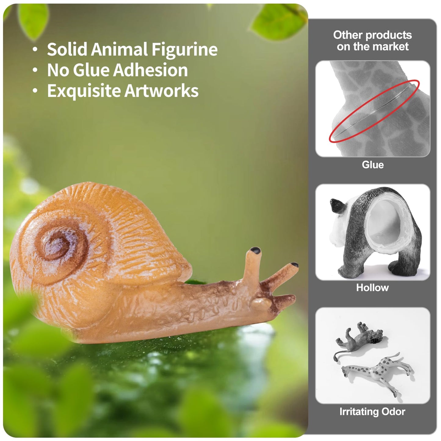 THINKBAY 14PCS Reptile & Amphibian Figurines - Realistic PVC Animals for Education, Dioramas & Play