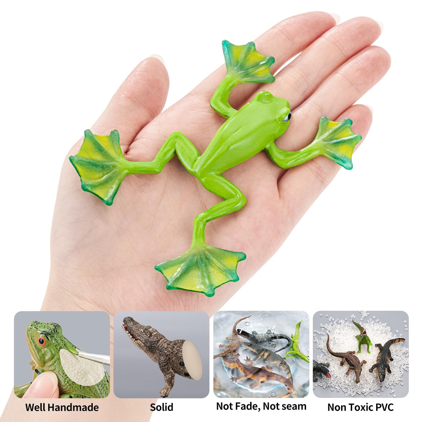 THINKBAY 9PCS Amphibian Figures – Realistic Rainforest Toys for Kids, Classroom Play & Party Favors