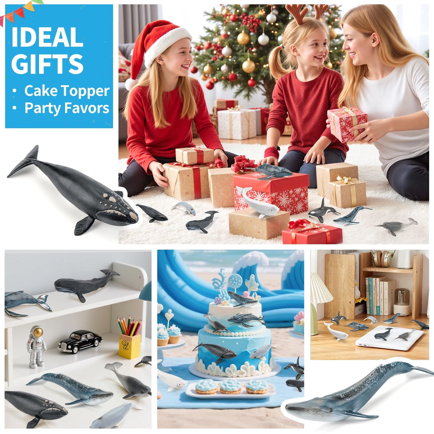 THINKBAY 8PCS Whale Figurines for Toddlers – Realistic Ocean Animals Toys (BPA-free PVC)