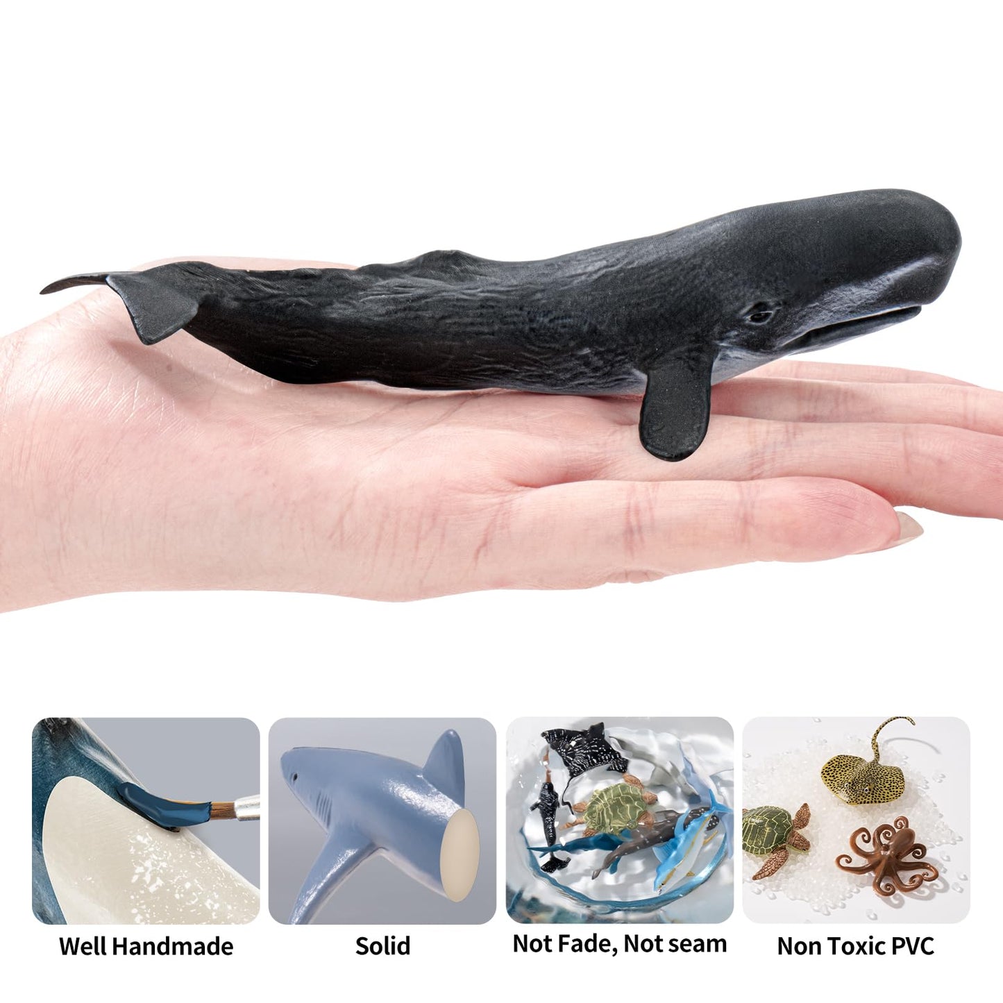 THINKBAY 8PCS Whale Figurines for Toddlers – Realistic Ocean Animals Toys (BPA-free PVC)