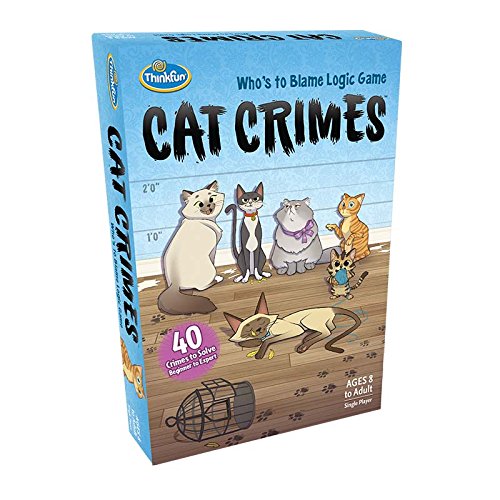 ThinkFun Cat Crimes Brain Game – Cat-Themed Logic Puzzle for Ages 8+ (60 Challenges)